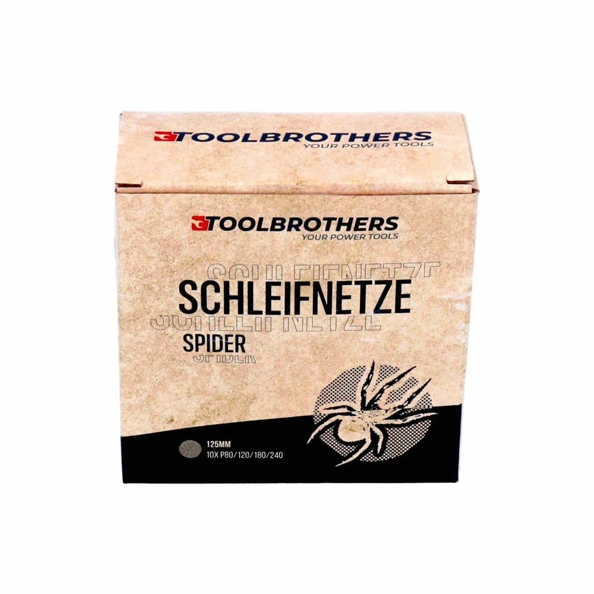 Toolbrothers SPIDER zestaw do szlifowania siatkowego środek ścierny 2 opakowania 80 x siatka szlifierska 125 mm rzep po 20 x P80 / P120 / P180 / 240 do twardego drewna, miękkiego drewna, lakieru, kamienia, stali, aluminium, forniru
