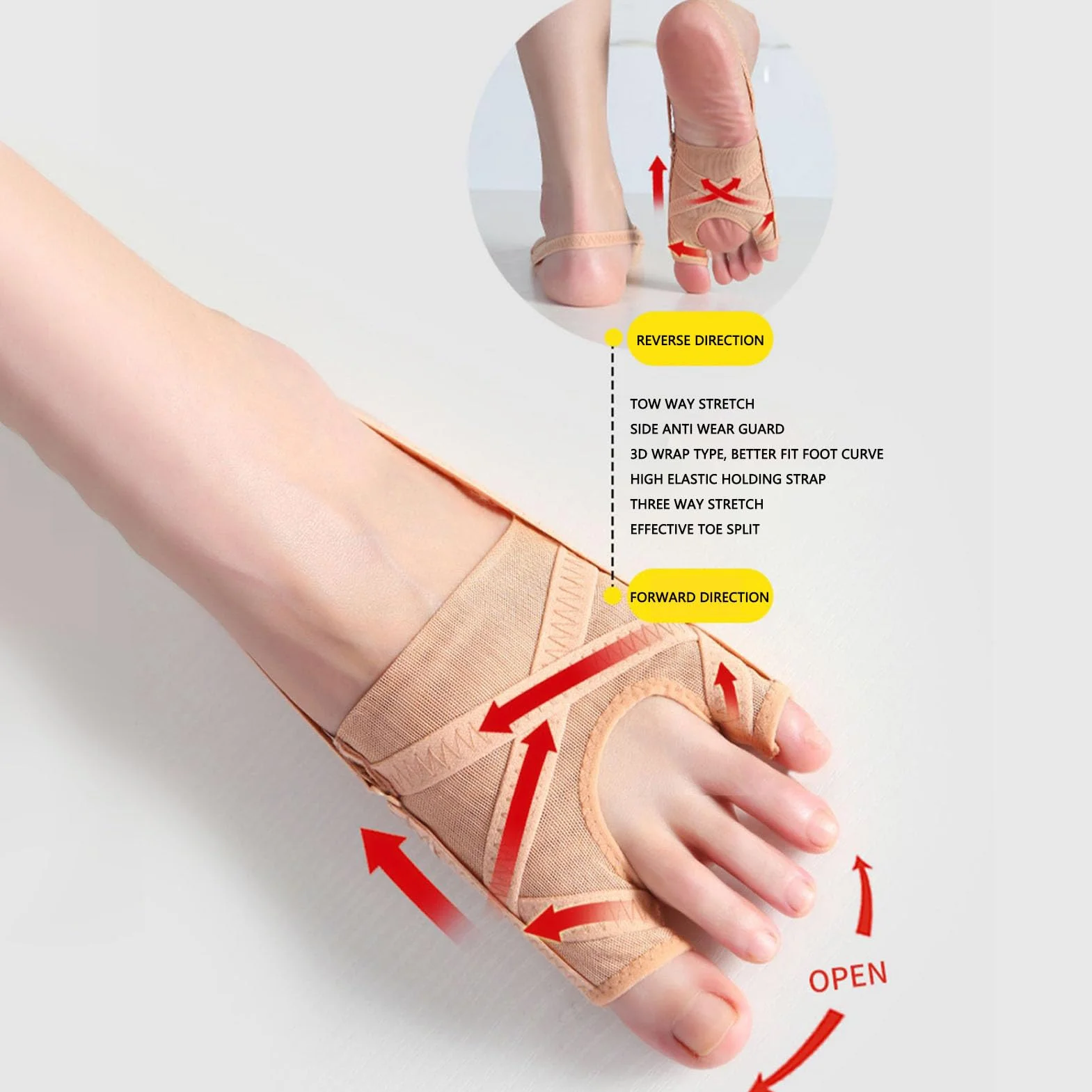 Skarpetki Korektorowe Bunion 2PCS Miękki Oddychający Separator Szyny dla Hallux Valgus