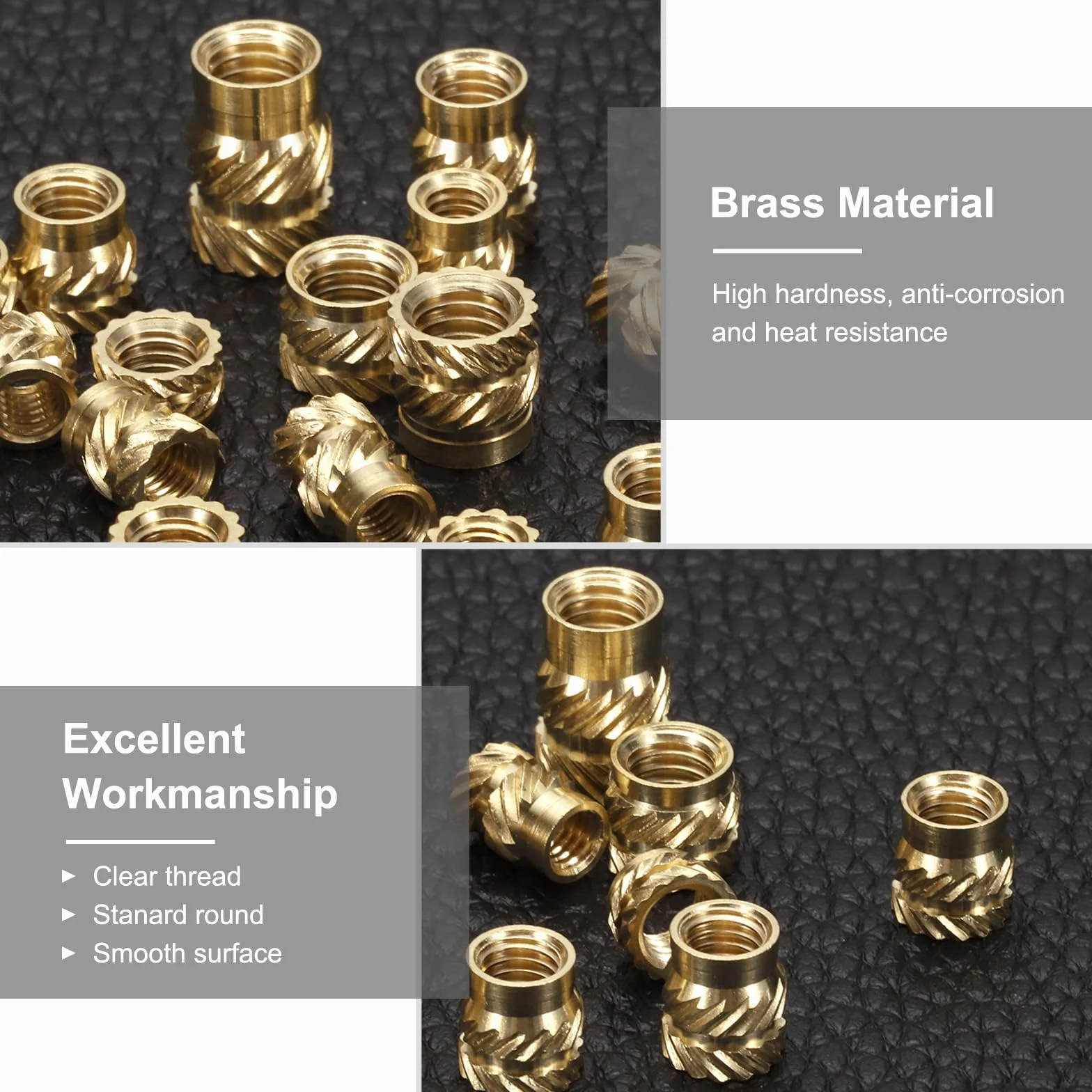 QUARKZMAN 100 sztuk M5 wkładki gwintowane mosiężne Heat Set Insert M5 x 6,5 mm, OD 7 mm radełkowane nakrętki dociskowe, druk 3D mosiężne nakrętki żeńskie wkładki gwintowane nakrętki
