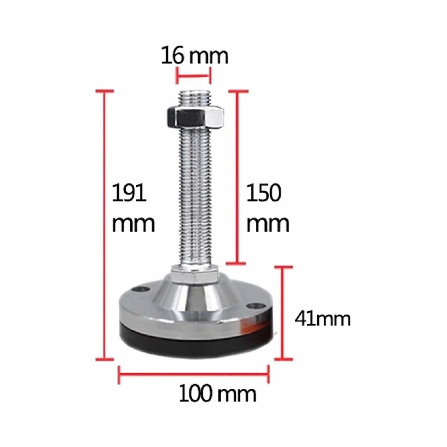 4 szt. Stopki poziomujące ze stali czarnej gumy, śruba odporna na wstrząsy o średnicy 16 mm do stołu warsztatowego maszyny(D120*16 * 150mm)