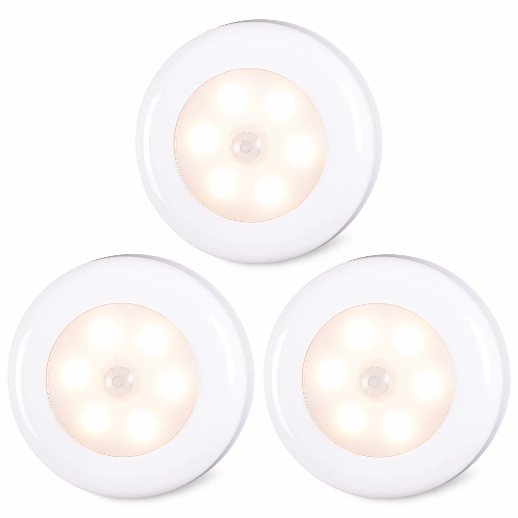 STAR-SPANGLED lampki do szafy LED z czujnikiem ruchu, bezprzewodowe światła podszafkowe, zasilane bateryjnie, przyklejane w dowolnym miejscu światła krążkowe aktywowane ruchem, nocne światła schodowe