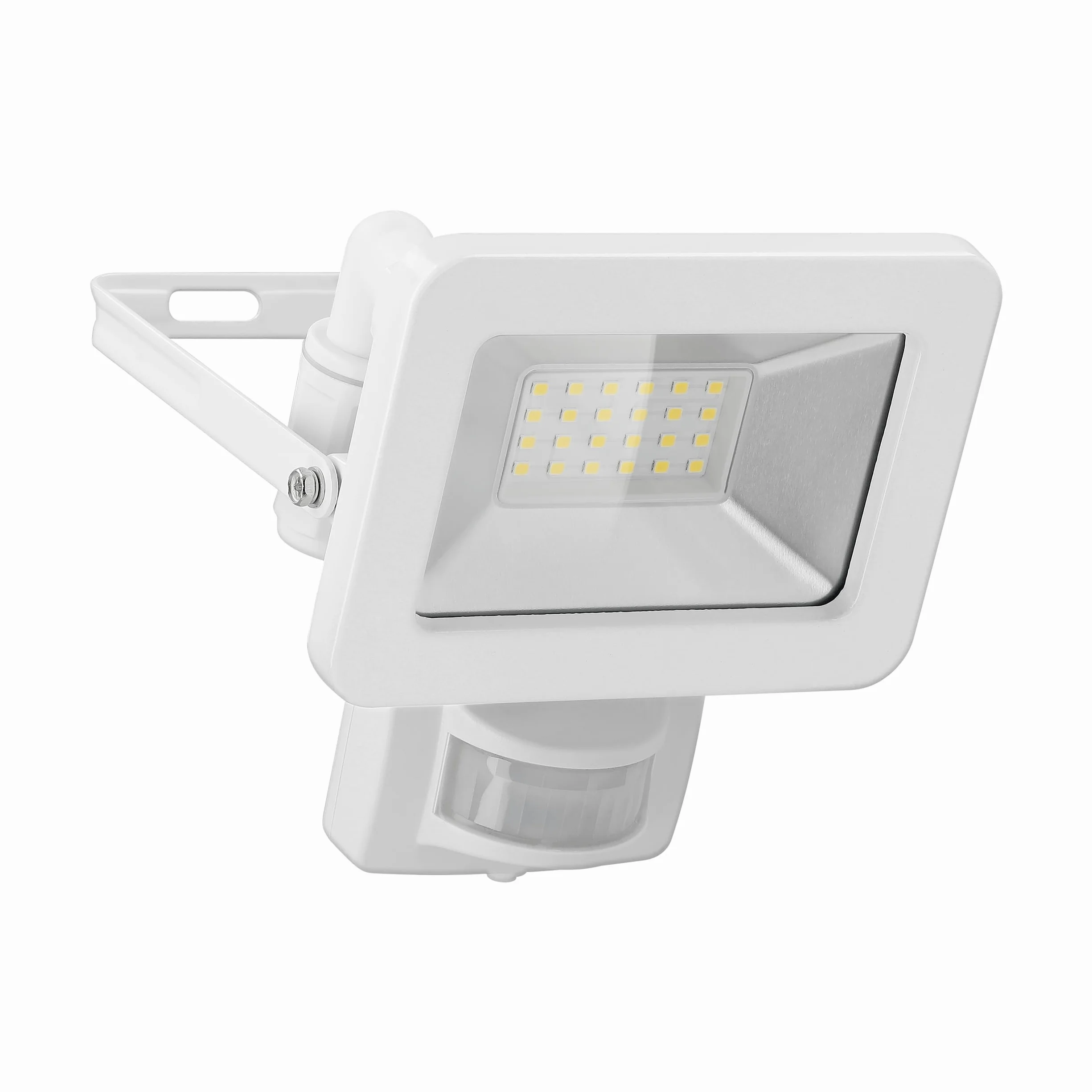 goobay 53880 LED reflektor z czujnikiem ruchu na zewnątrz 20 W/czujnik PIR reflektor zewnętrzny IP44 / neutralne białe światło 1700 lm/reflektor LED, montaż na ścianie, reflektor ogrodowy, biały