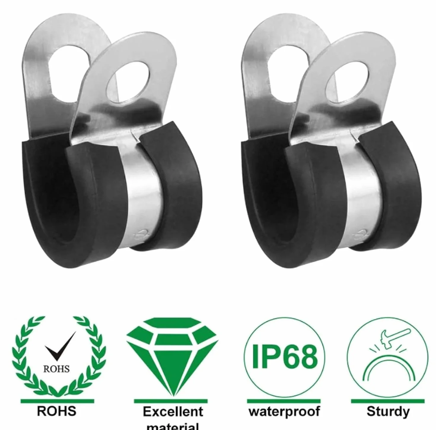 Zaciski Kablowe Do Rur Wężowych Ze Stali Nierdzewnej Zaciski P 14–63 Mm W Opakowaniu 20 Sztuk(63mm)