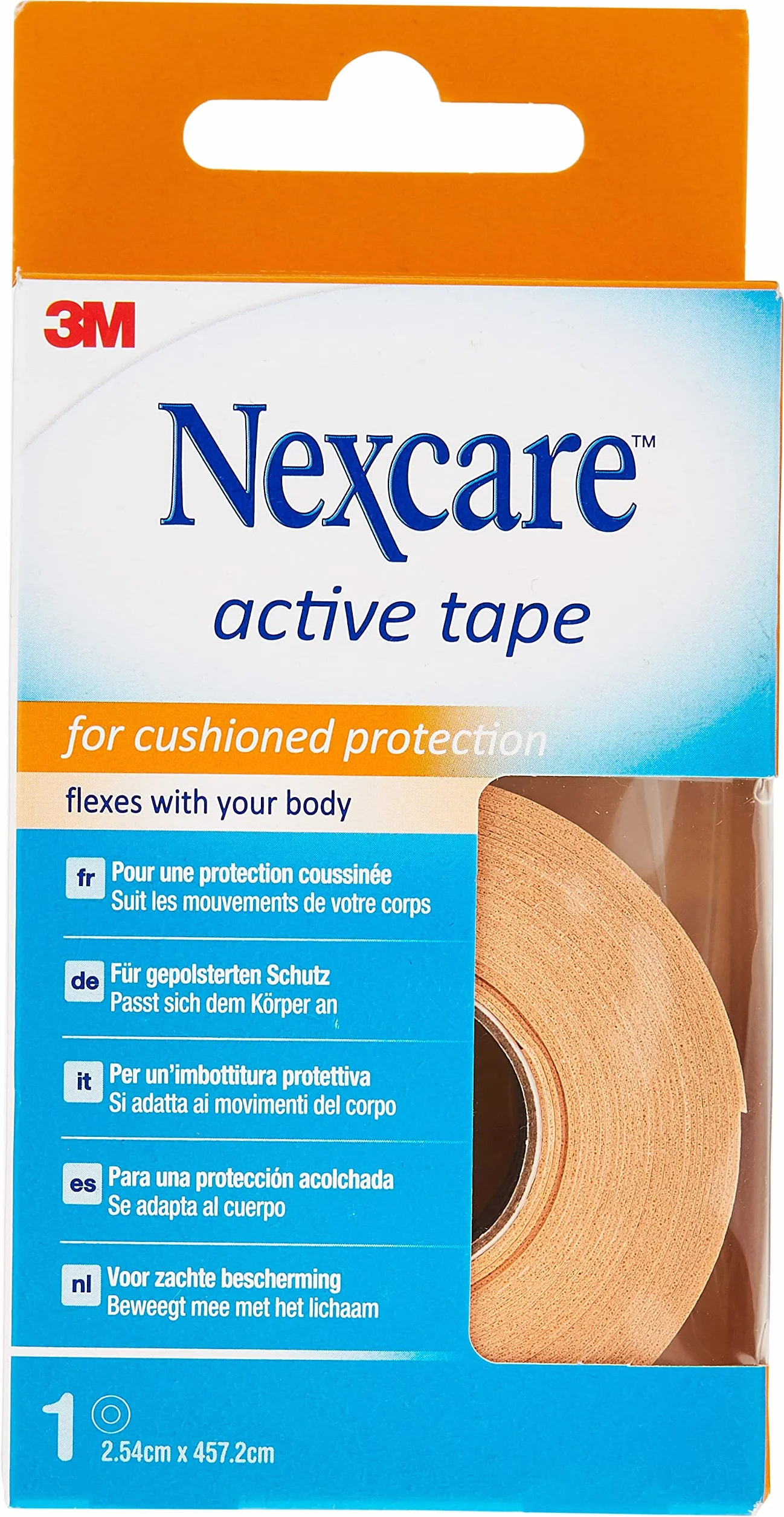 Nexcare Taśma aktywna, 2,5 cm x 4,5 m, 1 rolka beżowa