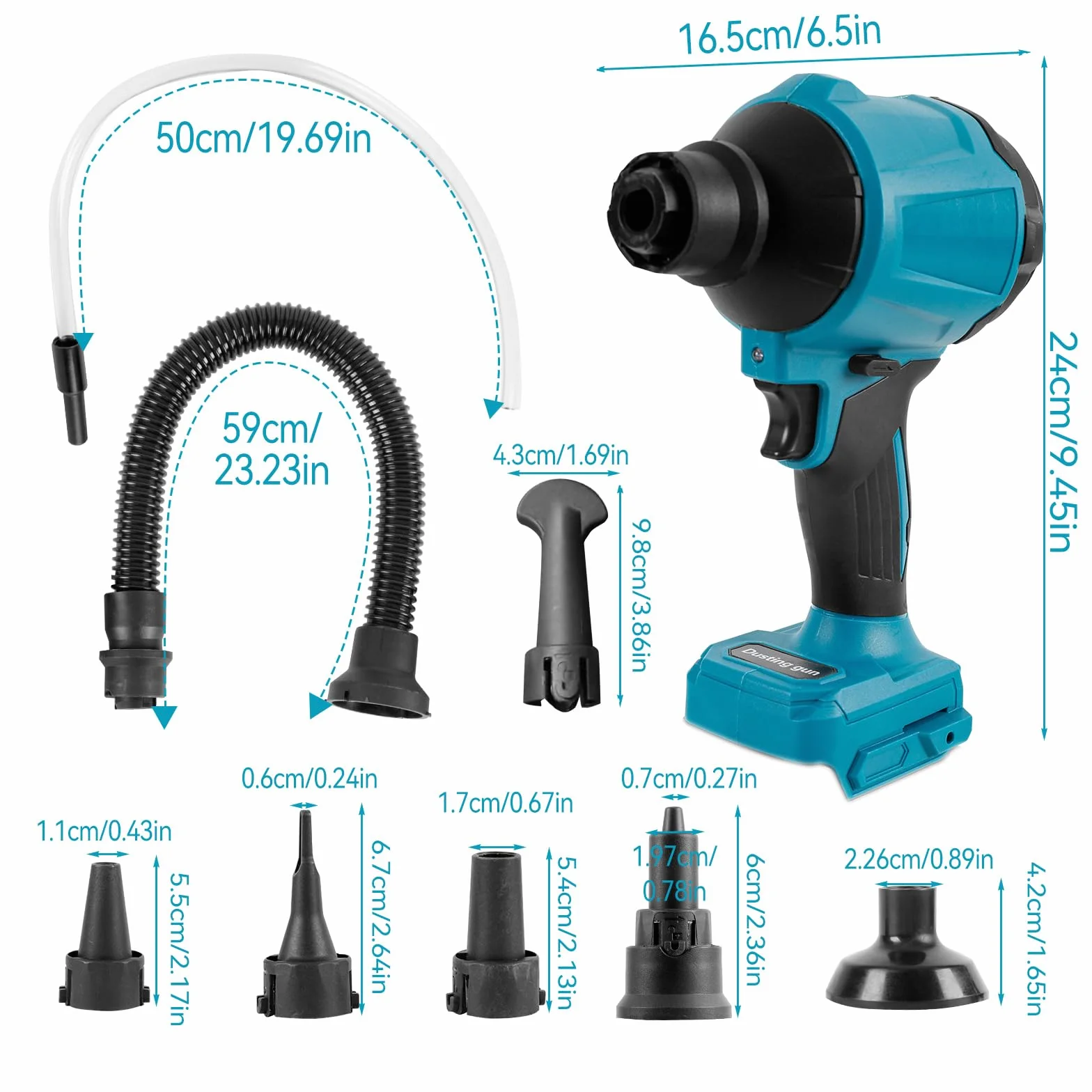 Bezprzewodowa dmuchawa do Makita 18 V, 1000 W, ręczny silnik o stałej prędkości ze światłem LED i 8 dyszami, 40 000 obr./min do garażu, warsztatu, tartaku, sprzątania domu (bez baterii)