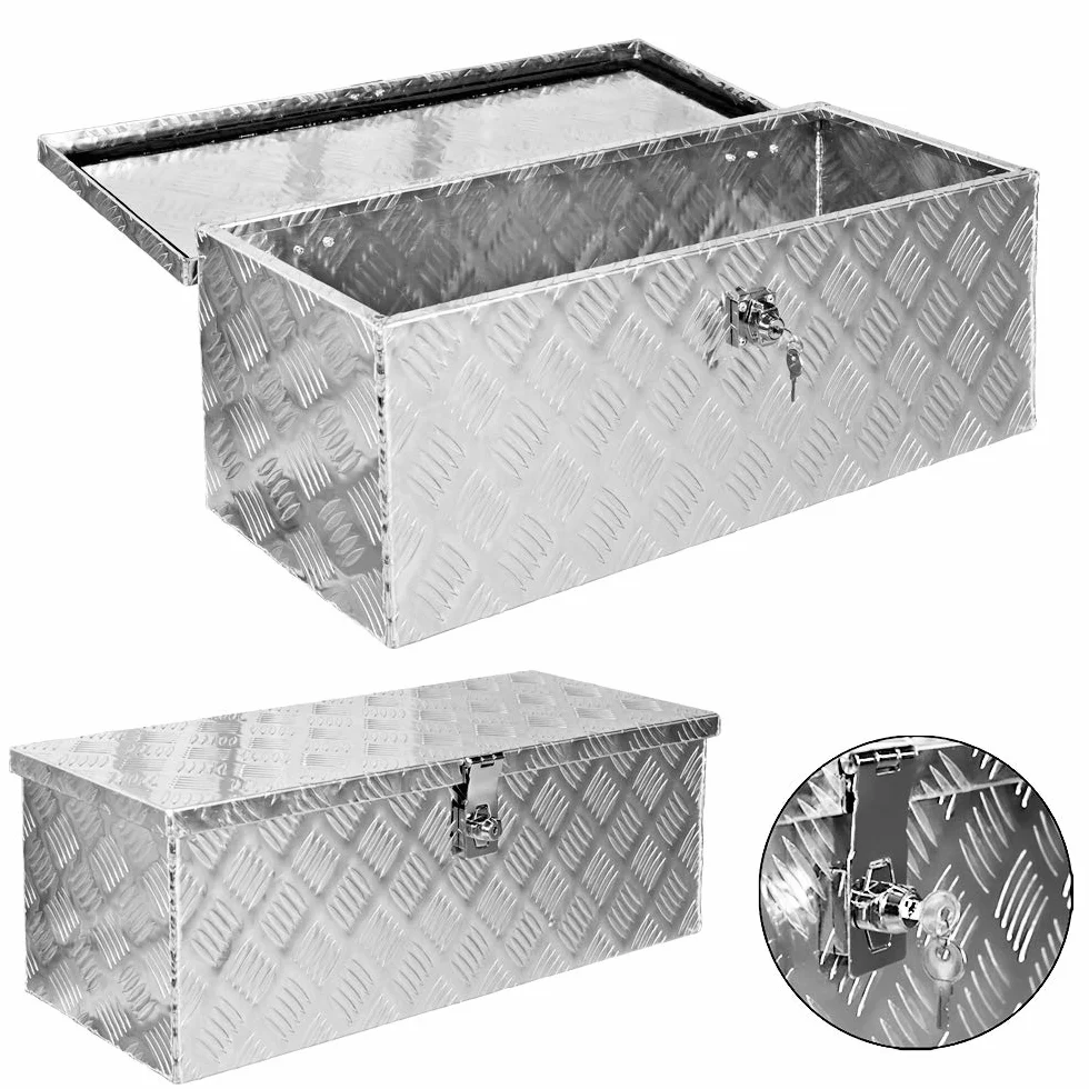 Trucky Truckbox, skrzynka aluminiowa na dyszel, 15 rozmiarów, skrzynka na narzędzia z zamkiem i kluczem, stabilna i wodoszczelna, typ skrzyni: D050 (68 x 31 x 25 cm)