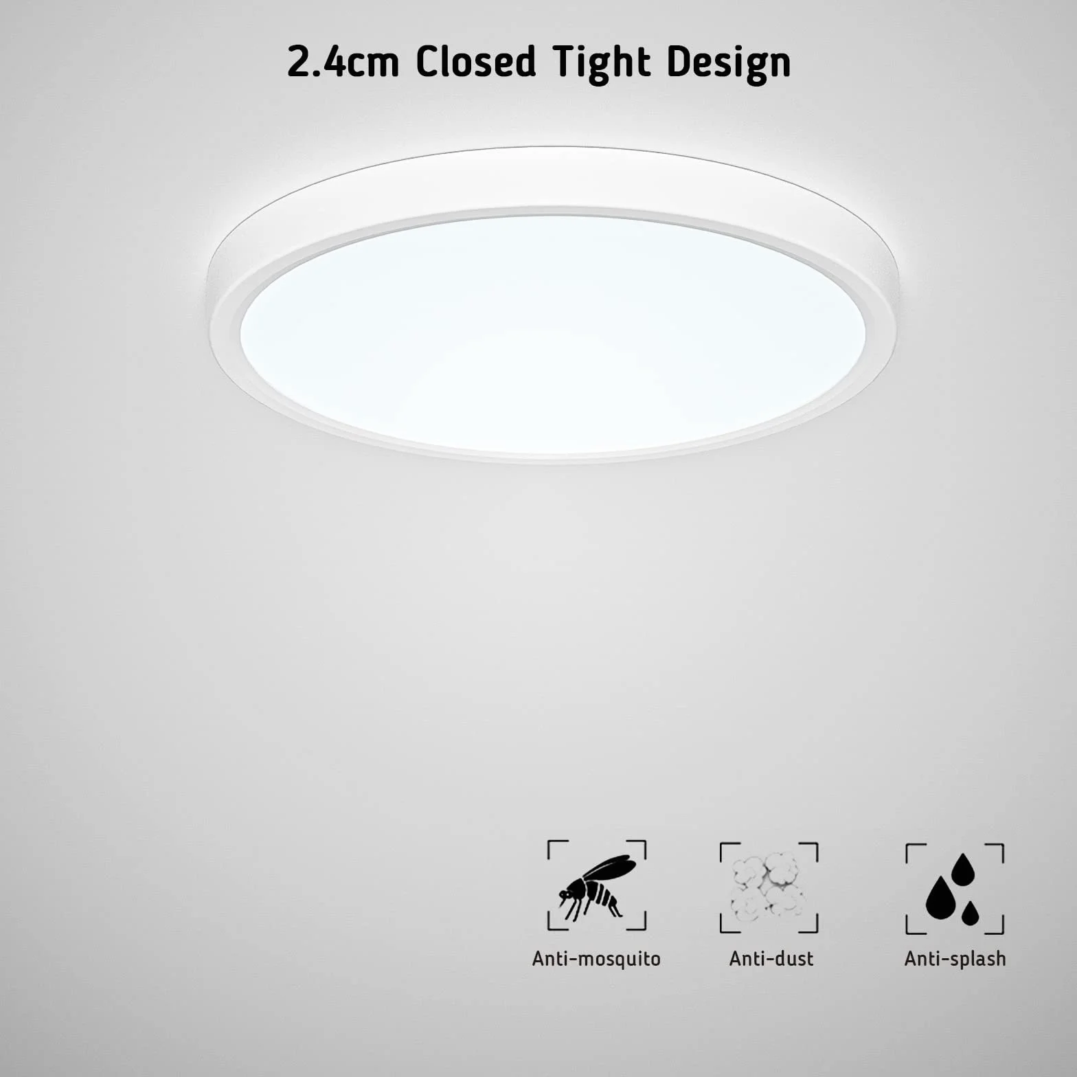 Lampa sufitowa LED 24 W, regulowana temperatura kolorów, 2347 LM Biurowe, dla łazienki, kuchni, przedpokoju i balkonu (3000K/4000K/5000K, 24W)