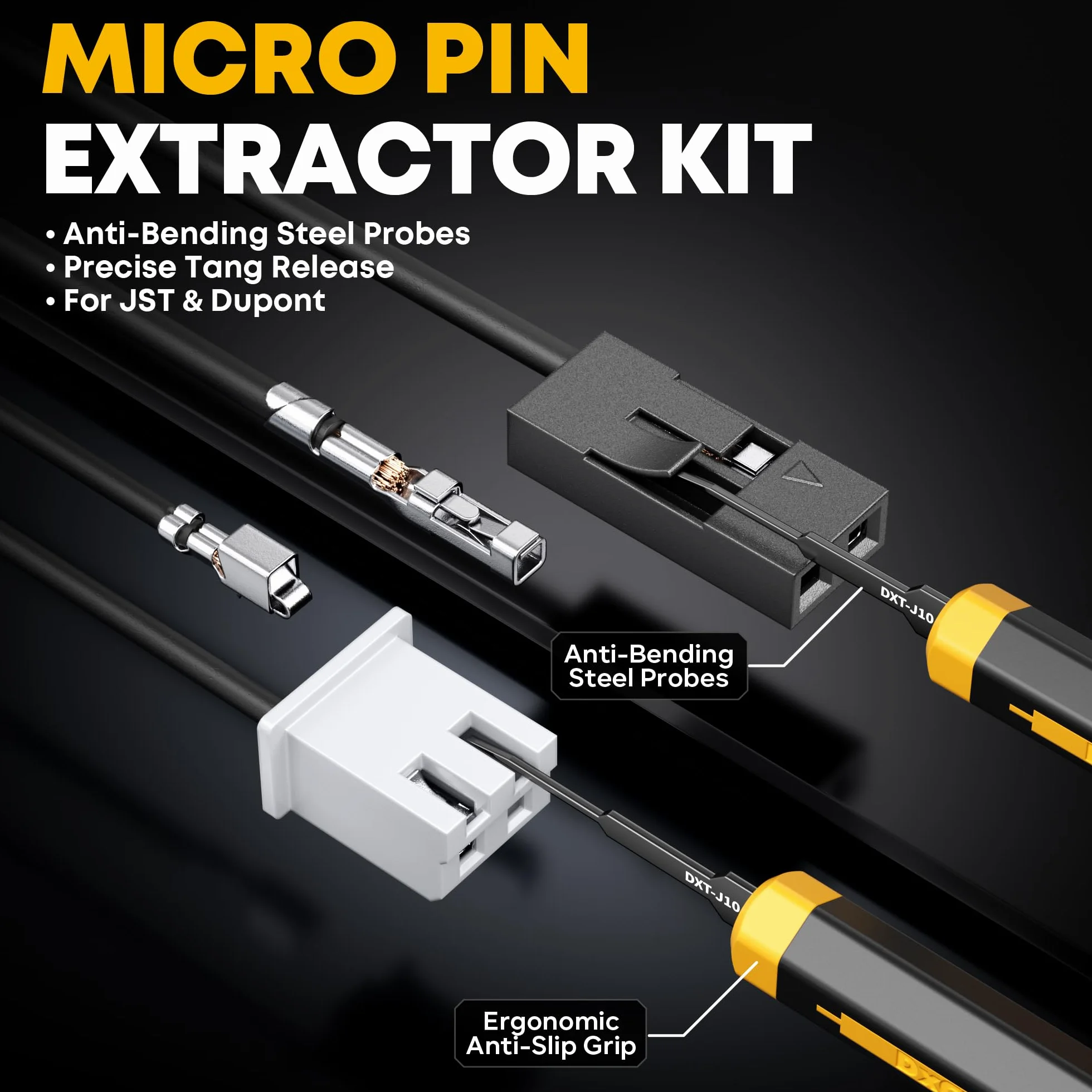 DxCRIMP Zestaw szczypce zagniatające do wtyków JST z 23 Rodzaje Zestaw wtyków Zestaw Narzędzi do Zaciskania,Terminal Crimper, 0,03-0,5mm² szczypce zaciskowe do Dupont, JST, KF2510, Molex, AMP