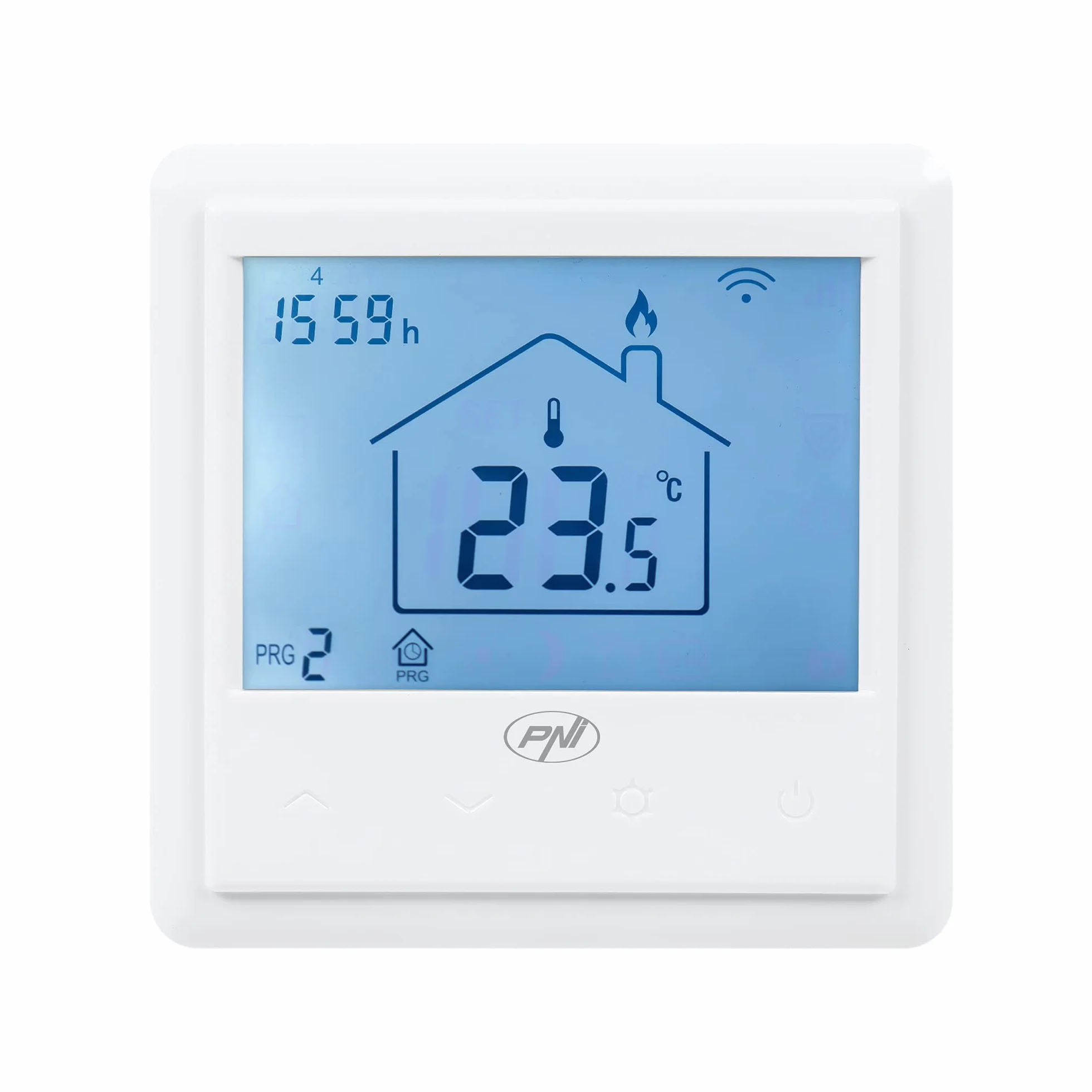 PNI Wbudowany inteligentny termostat CT25PE WiFi, sterowanie internetowe, elektryczne ogrzewanie podłogowe, Tuya Smart Mobile Appation, biały, 86 x 44 x 86 mm