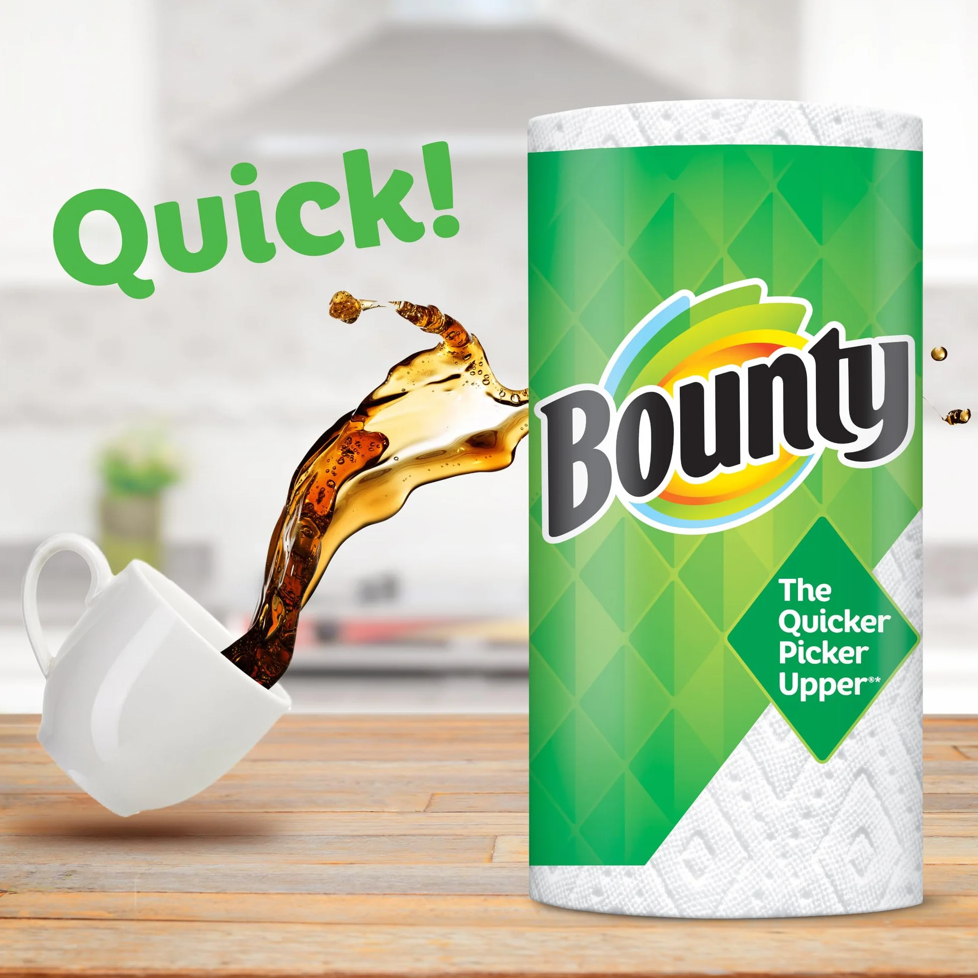 Bounty Ręczniki papierowe w rozmiarze A, białe, duże rolki, 6 sztuk po 74 arkusze na rolkę, 6 sztuk (1 opakowanie)