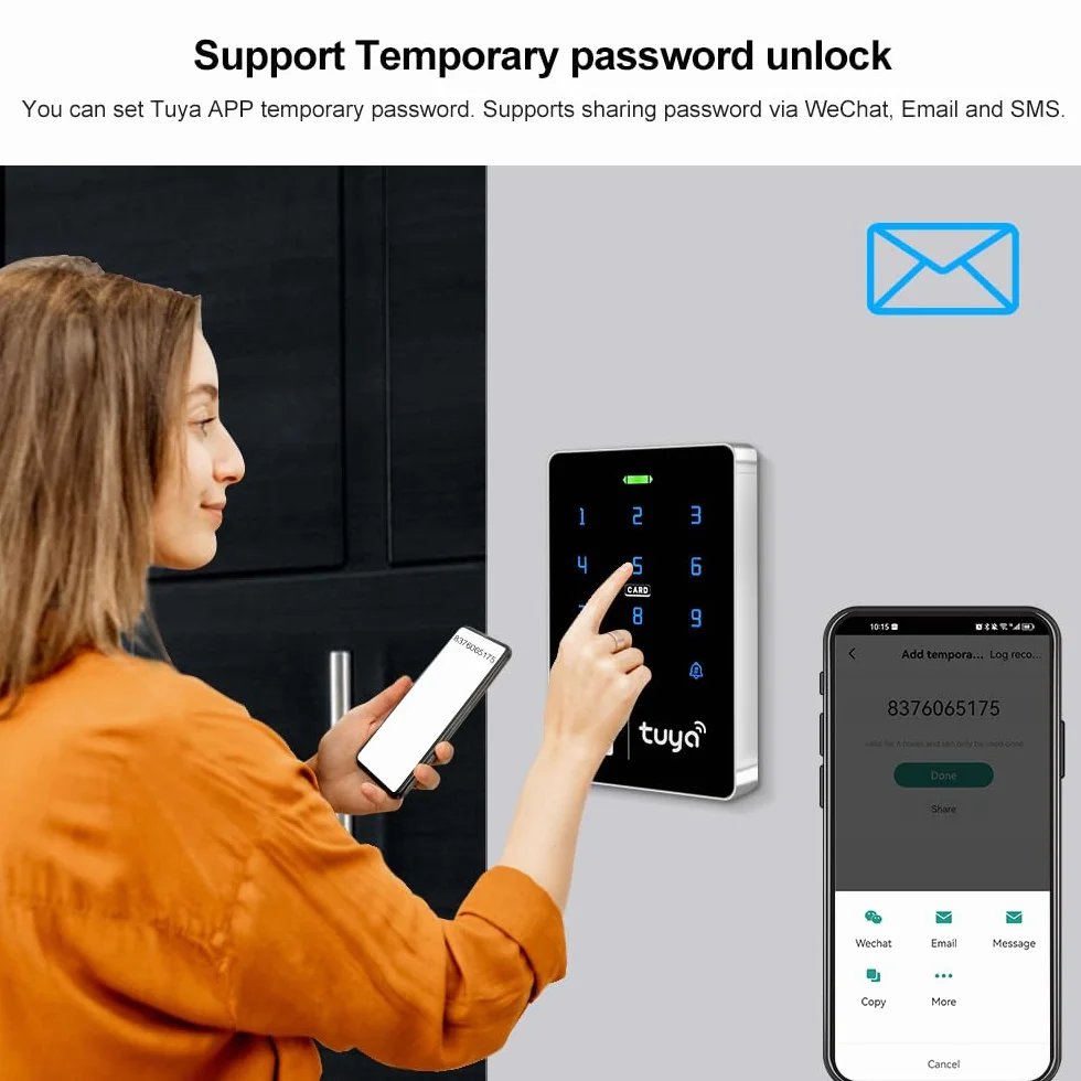 WiFi Tuya klawiatura kontroli dostępu RFID IP68 wodoodporna podwójna częstotliwość 125 kHz / 13,56 MHz dotykowy kontroler dostępu do hasła, inteligentna aplikacja do odblokowywania systemu