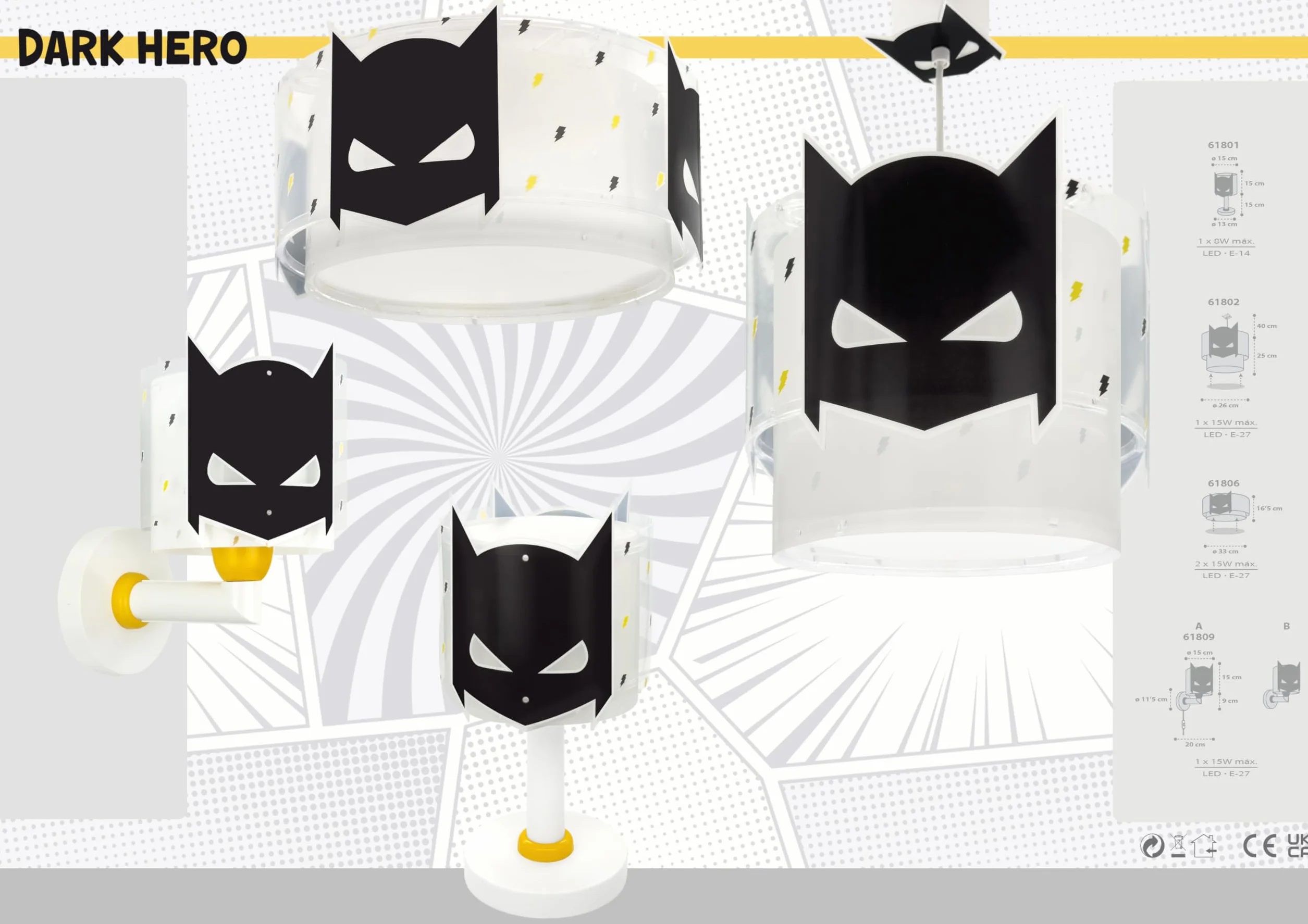 Dalber Lampa sufitowa dla dzieci Dark Hero Superhero