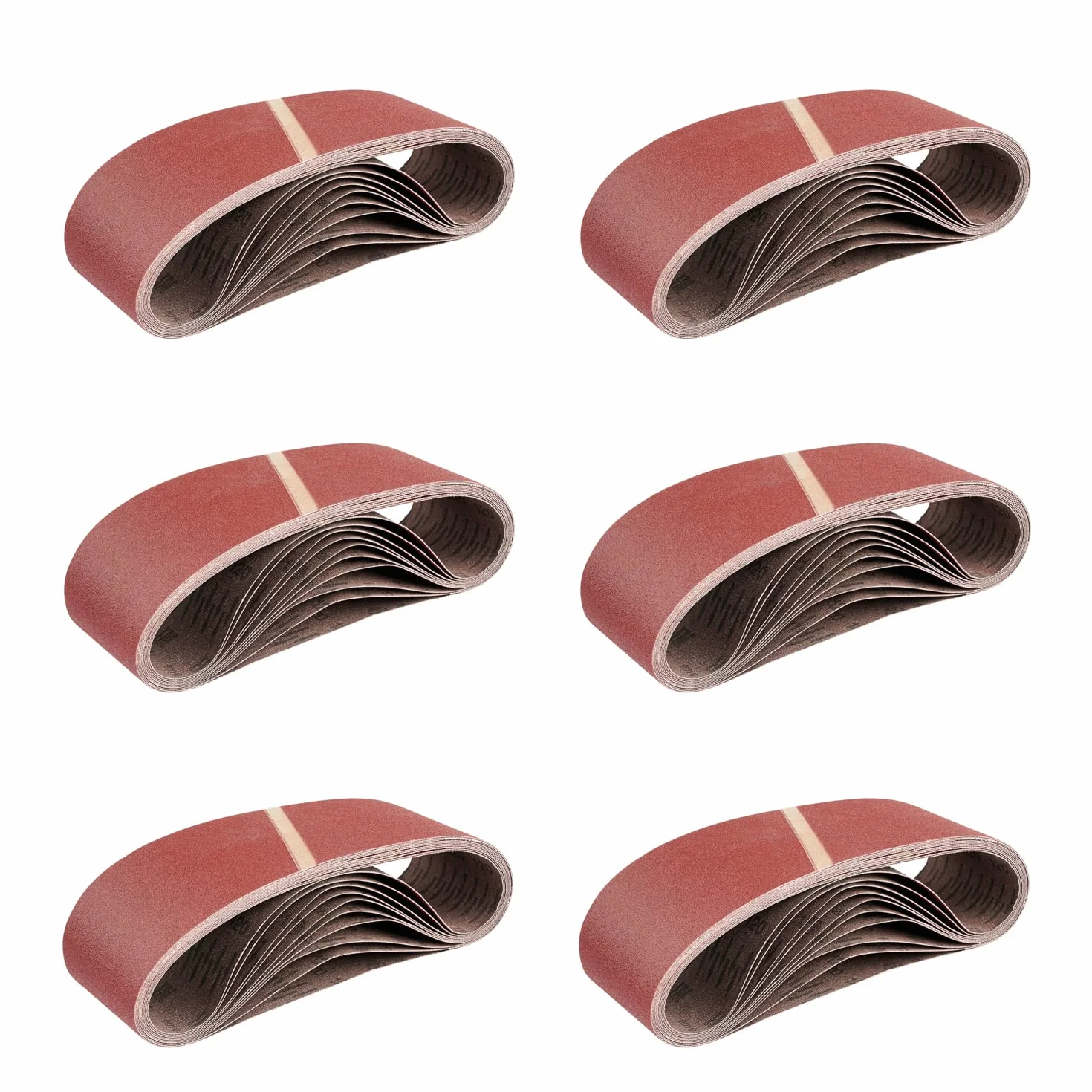 Taśmy szlifierskie tkaninowe │ 20 sztuk │ 75 x 533 mm │ po 4 x ziarnistość 40/60/80/120/180 │ do szlifierki taśmowej │ papier ścierny │ zestaw taśm szlifierskich