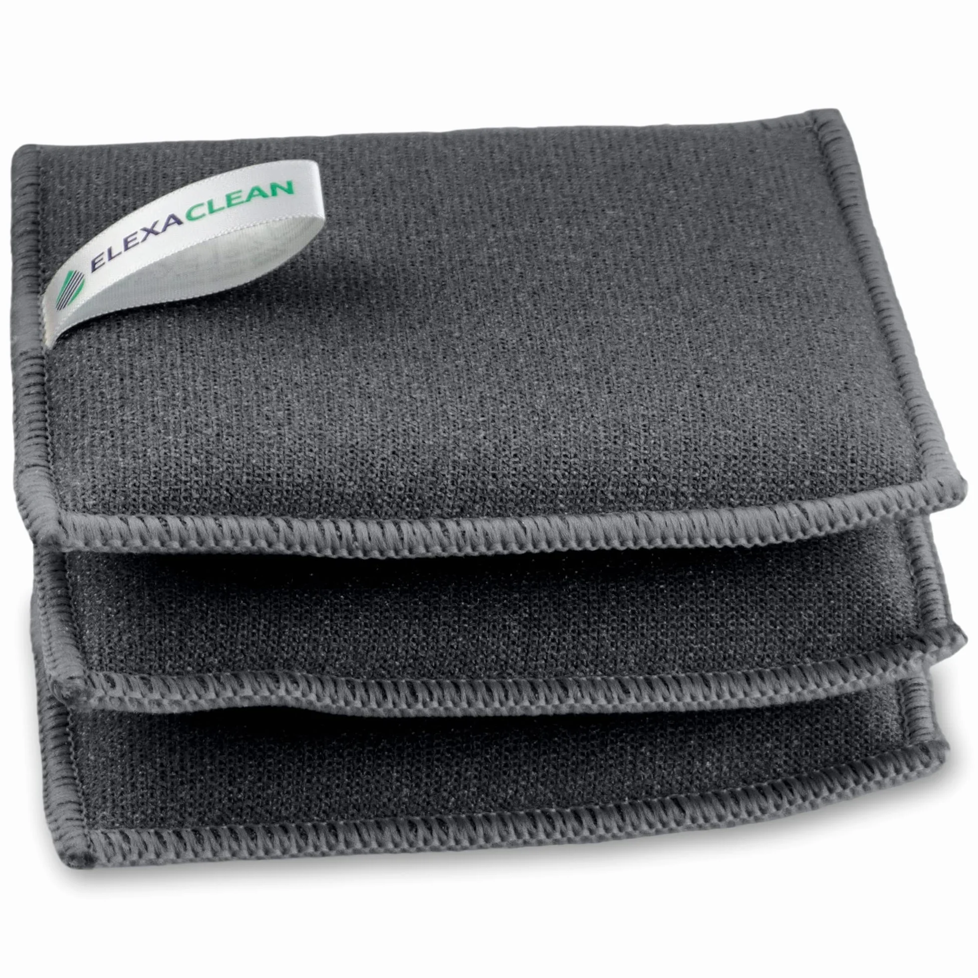 ELEXACLEAN gąbka kuchenna 3 szt., zmywak do garnków do prania i wielokrotnego użytku, mikrofibra do kuchni i domu, (12x10 cm (large), antracyt)