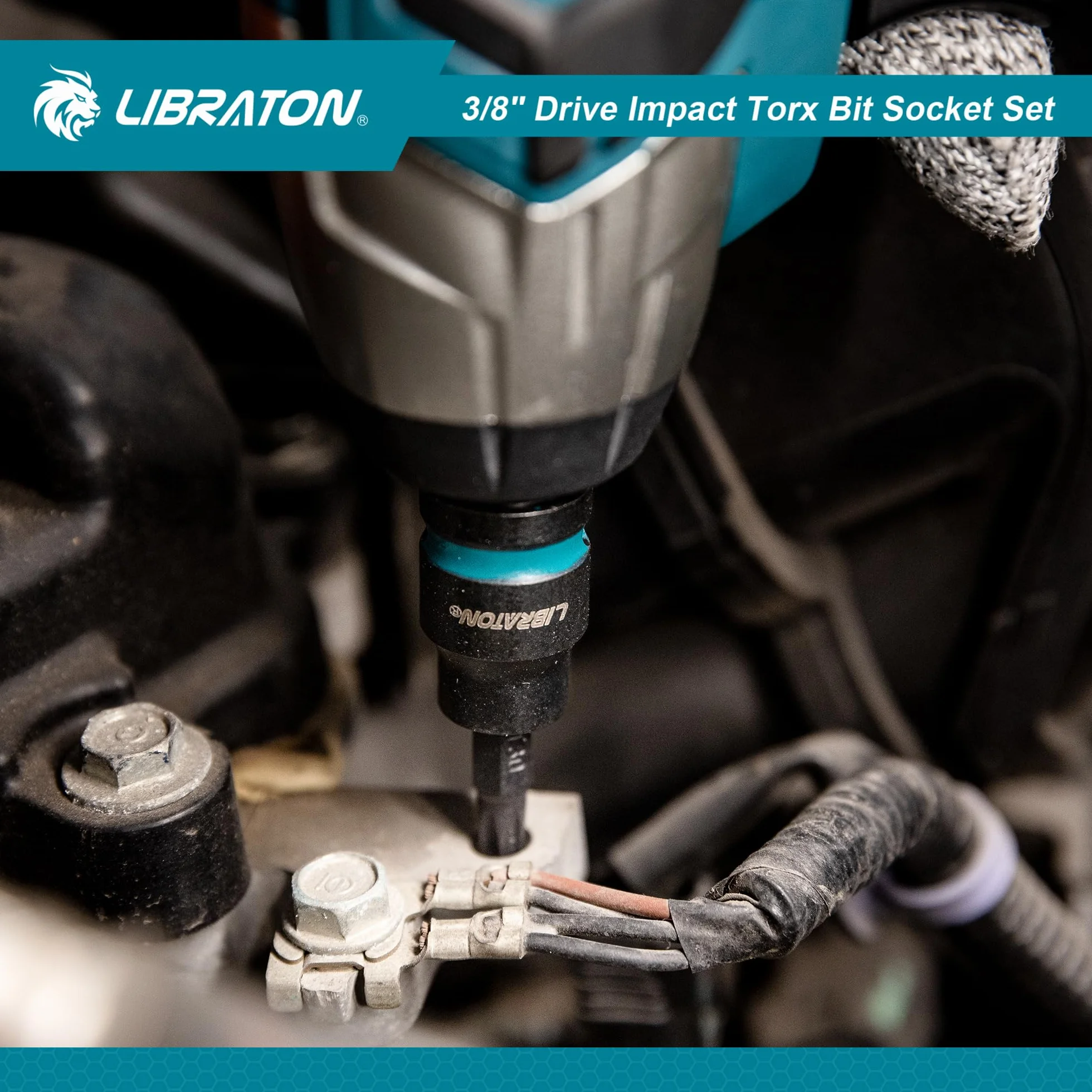 LIBRATON Zestaw nasadek bitowych i Torx 3/20,3 cm, bardzo długie gniazdo Torx, gniazda bitowe ze stali stopowej S2, T10-T60