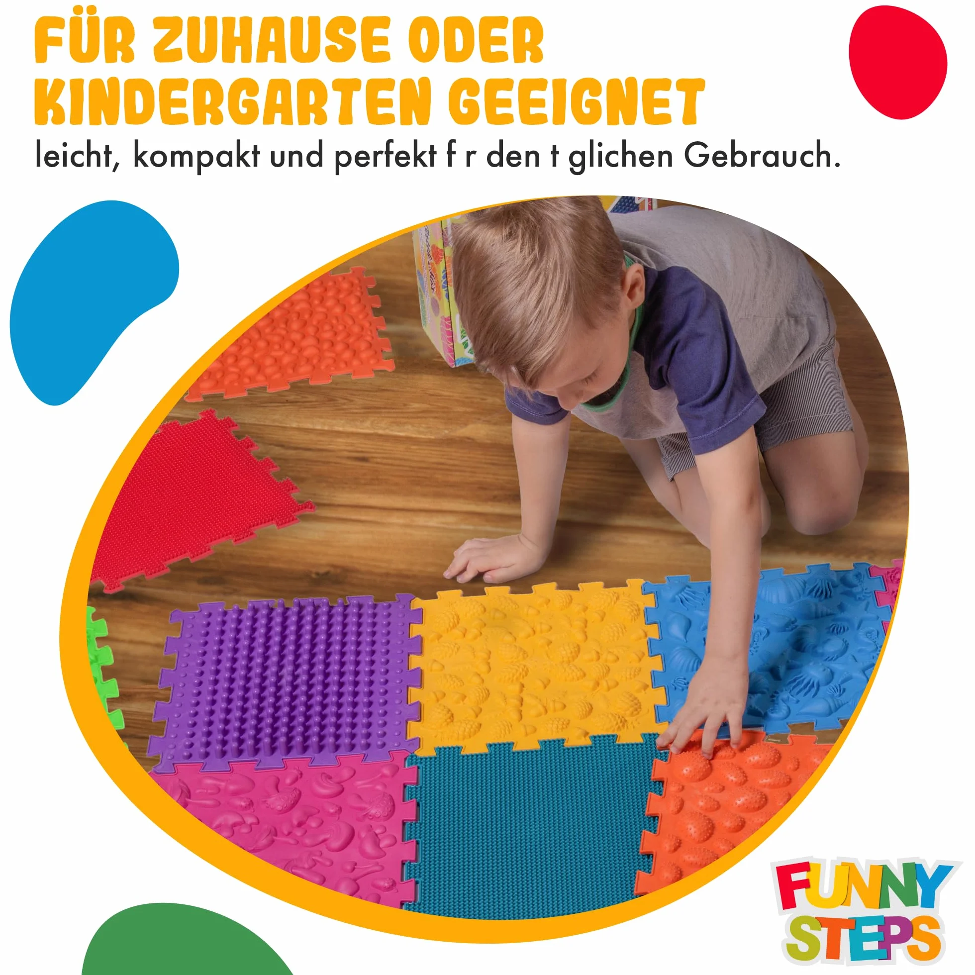 Mata sensoryczna ortopedyczna do masażu stóp Puzzle Mix 8 elementów