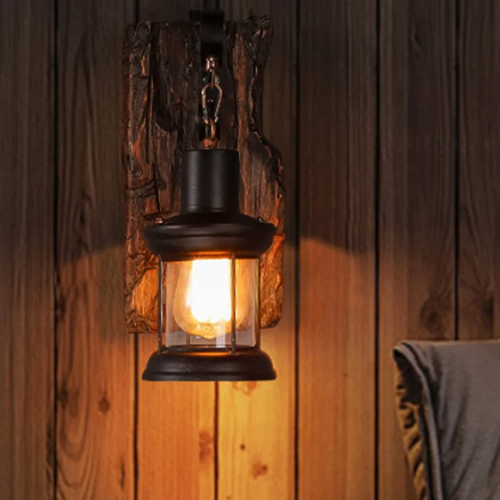 Rustykalny Lampa ścienna Drewniany Kinkiet Retro Nostalgiczny Kinkiet Vintage żelazna Lampa Wisząca Loft Oświetlenie Dekoracyjne Oświetlenie Jadalni Kuchnia Restauracja Hotel Bar Kawiarnia Przedpokój