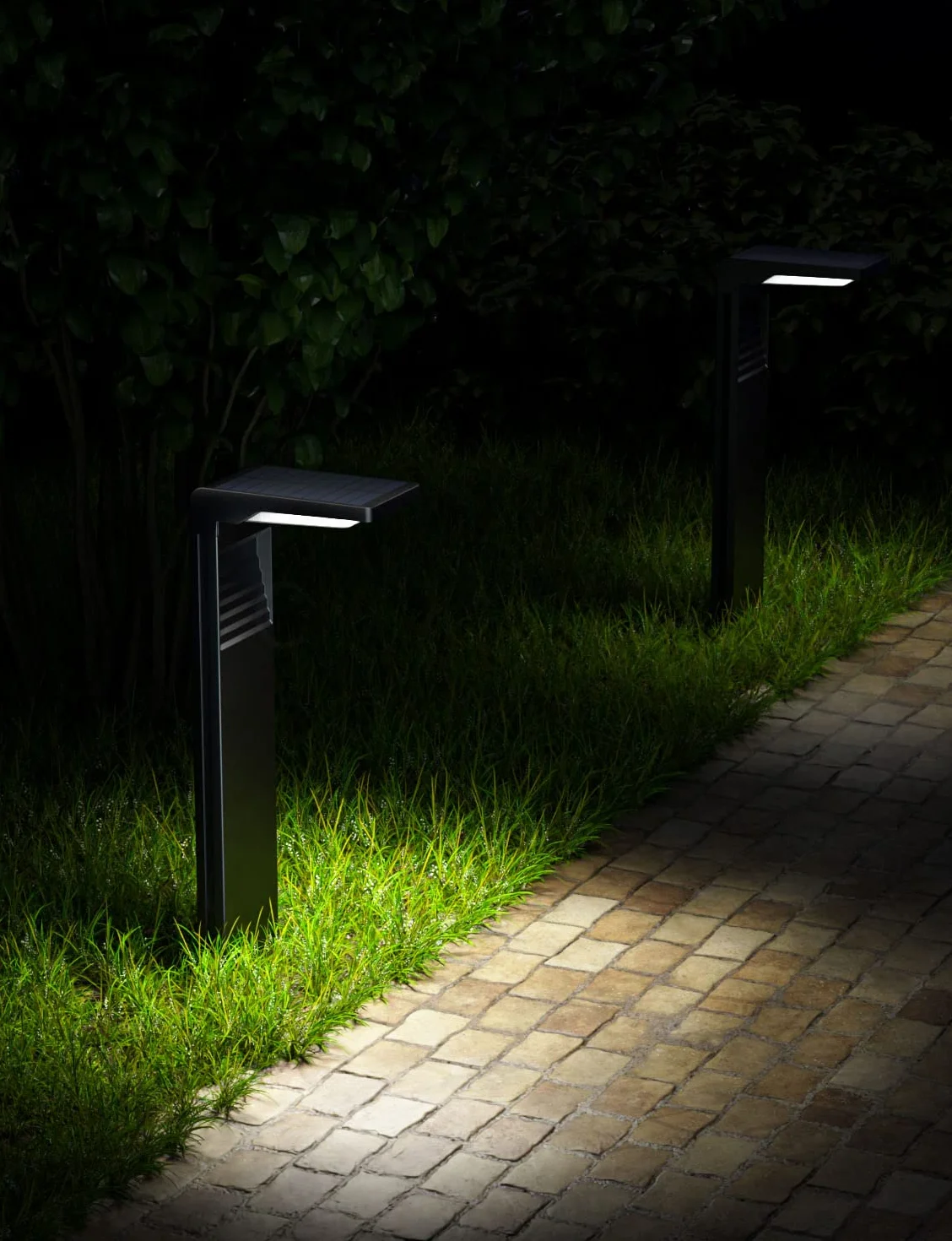 OUSFOT Zewnętrzne światła Słoneczne Wodoodporne 2 Sztuki Zewnętrzne Reflektory Słoneczne IP65 30LED na Ziemię z 2 Trybami Oświetlenia Scieżki Ogrodowej