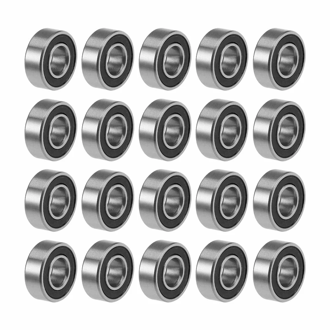 sourcing map 20 sztuk łożysko kulkowe zwykłe MR115-2RS 5 mm średnica wewnętrzna 11 mm średnica zewnętrzna 4 mm otwór podwójnie uszczelniona stal chromowana Z2