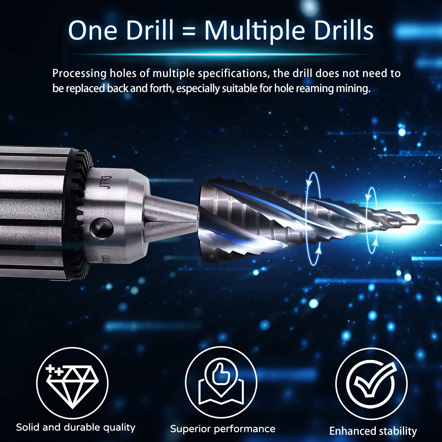 3-częściowy zestaw wierteł stopniowych HSS ze stali szybkotnącej (4-12 mm, 4-20 mm i 4-32 mm) Cone Drill bity do otworów do blachy do drewna i stali nierdzewnej (4-flet New)