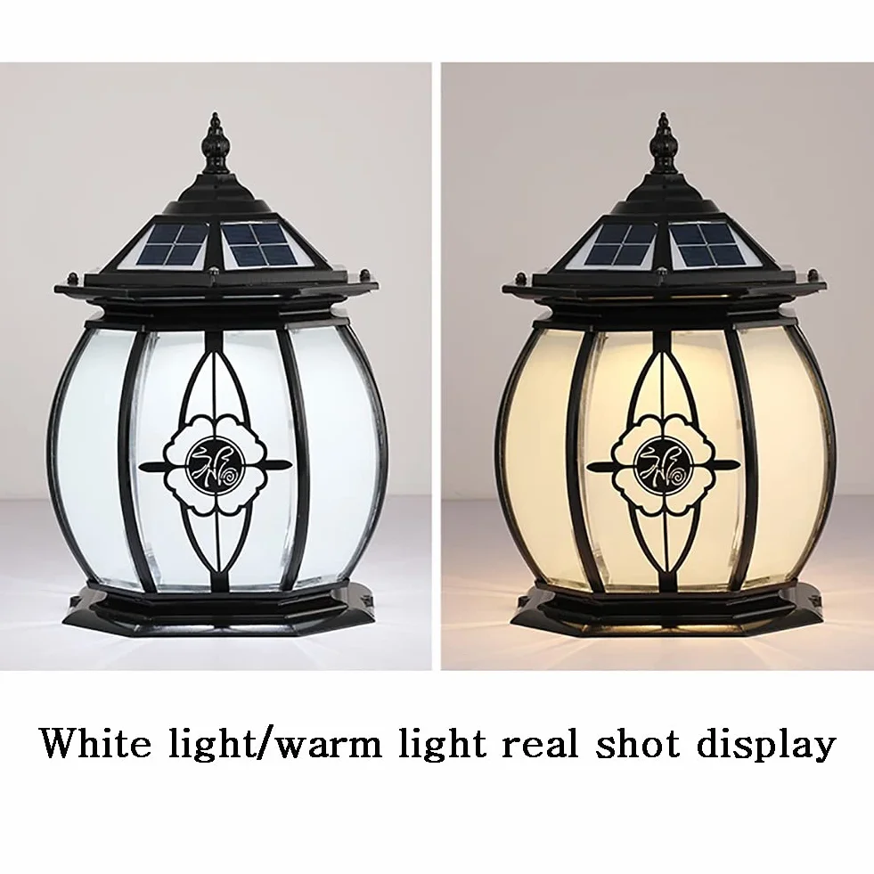 Lampy słupkowe na zewnątrz, oświetlenie ogrodowe, oświetlenie talii, solarne światła słupkowe, zewnętrzne, ogrodowe, wodoodporne, solarne światło ogrodzeniowe, LED, światło słupkowe, na słupki, taras, ogrodzenie, filar, ścieżkę (kolor: czarny, rozmiar: