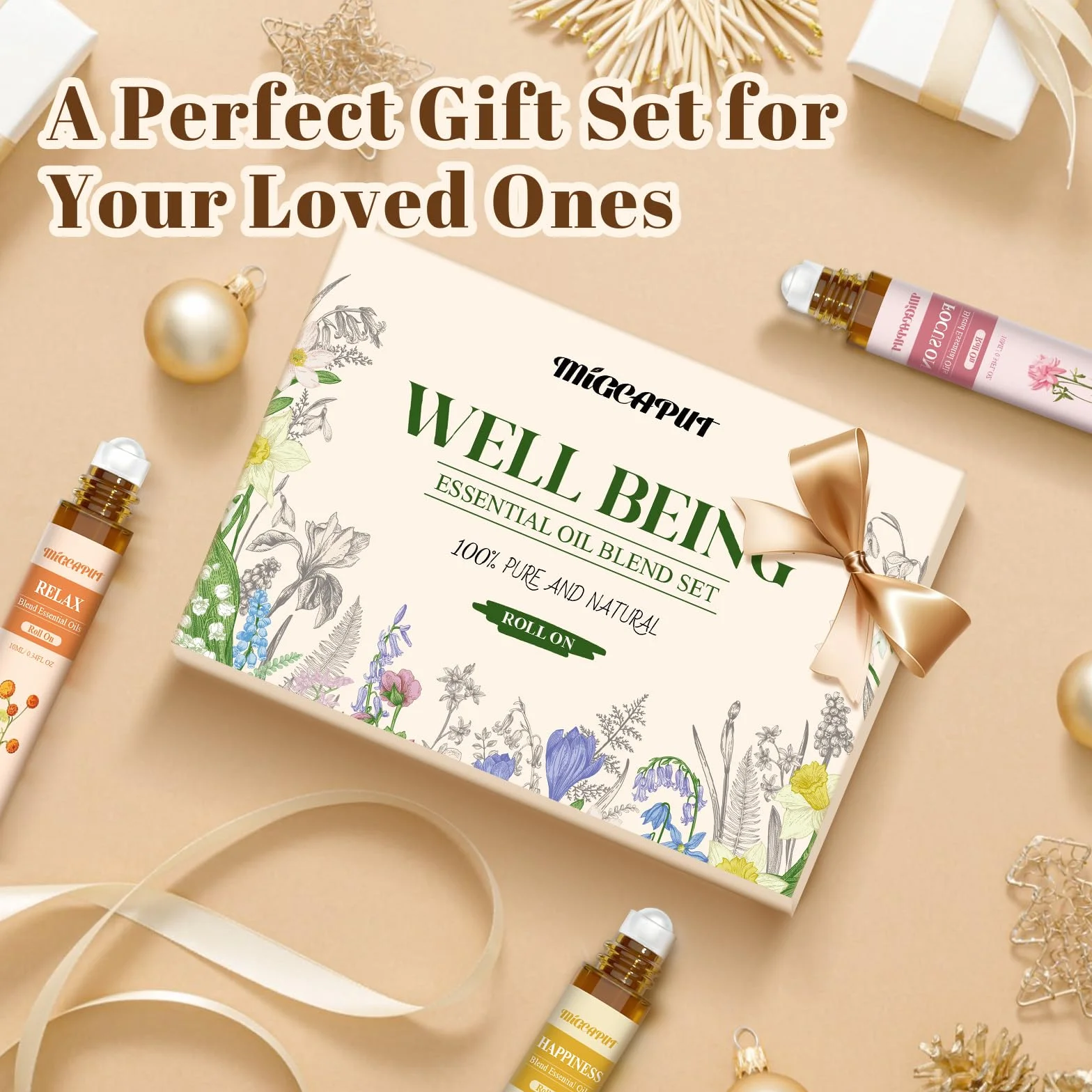 Zestaw Olejków Eterycznych w Kulce 6 x 10ML, Naturalny Perfumowany Olejek do Stosowania Na Skórę, Relaksujący, Ułatwiający Zasypianie