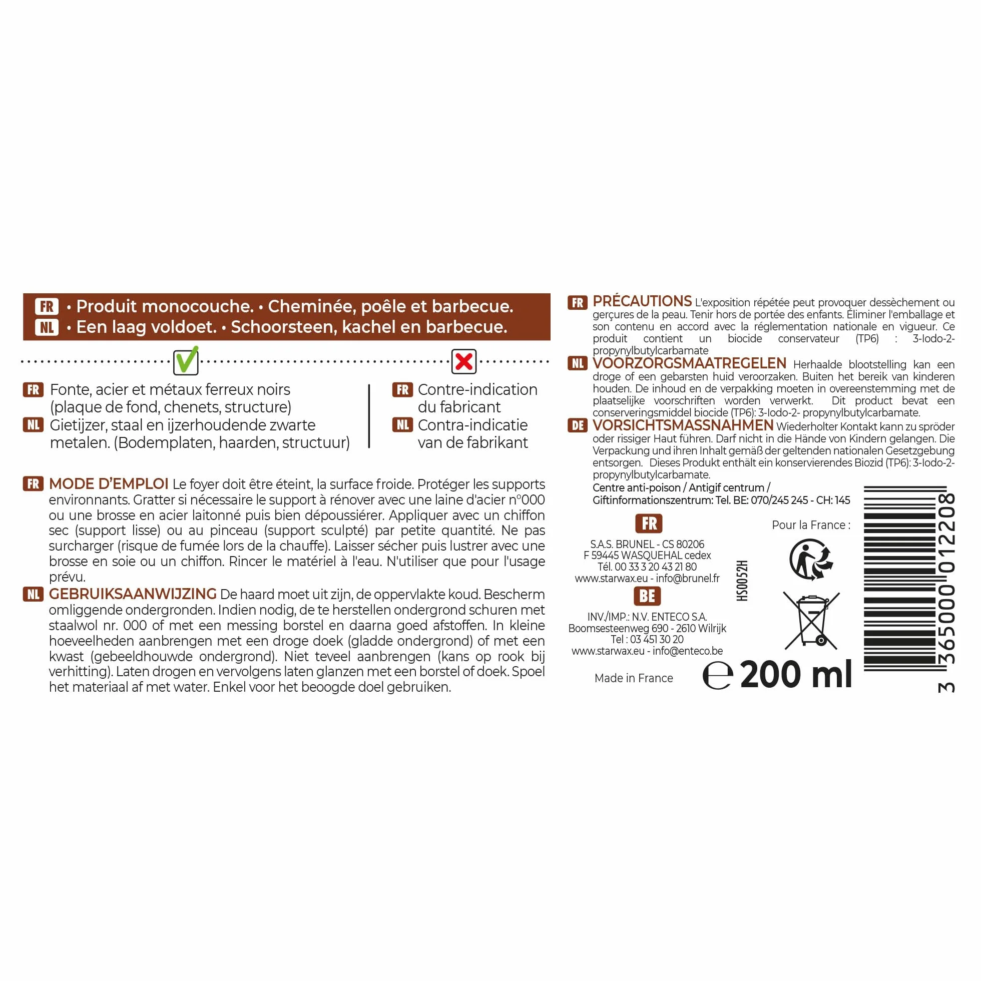 STARWAX Renowator żeliwny i stalowy do pieca, kominka i grilla - kolor czarny 200ml
