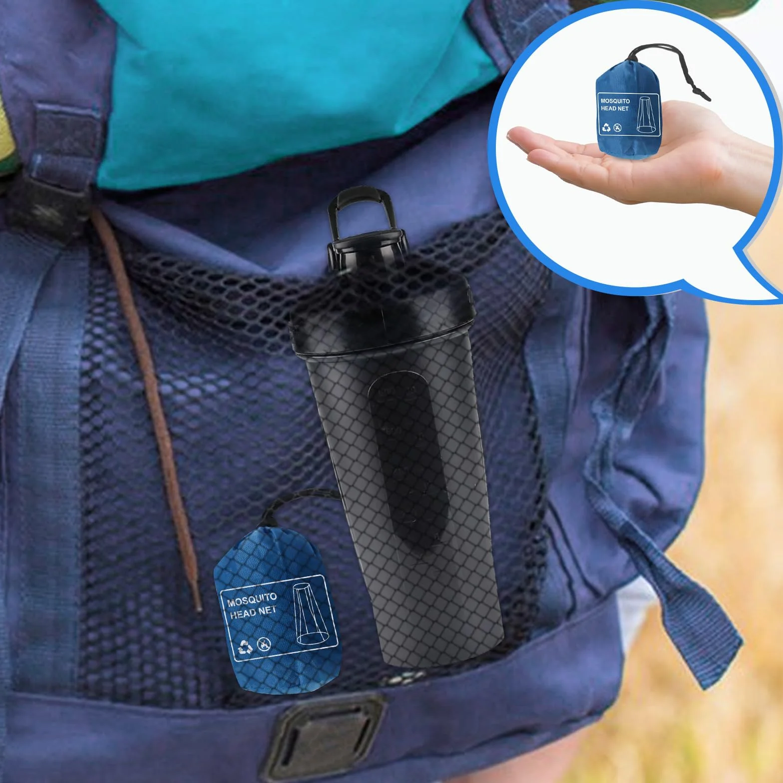 Siatka na owady premium do czapki kemping wędrowanie wędkowanie ogród safari