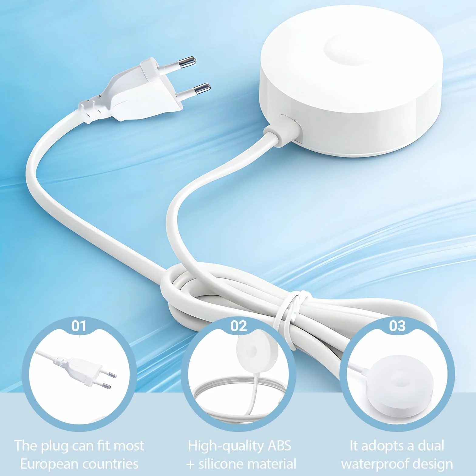 Stacja ładująca do Braun Oral-B IO Series 7, 8 i 9, indukcyjna ładowarka 3768 do elektrycznych piersi zębów, wodoodporna konstrukcja, kompatybilna i bezpieczna do użytku w łazience i w podróży