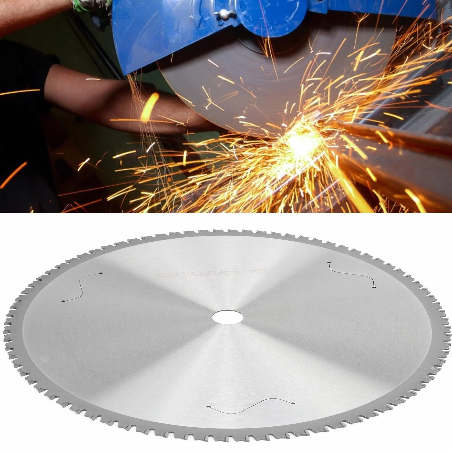 Generic Piła Tarczowa do Cięcia Metalu, 80 Zębów, Stal Szybkotnąca, 355 Mm, do pił Tarczowych, pił Stołowych, Srebrna 1 szt.