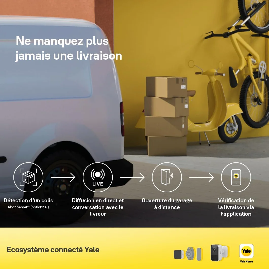 Yale Smart Opener do drzwi garażowych - 05/102300/BW - Otwieranie przez Wi-Fi - Auto-Open - Zdalne sterowanie - Wspólny dostęp - Prosta instalacja