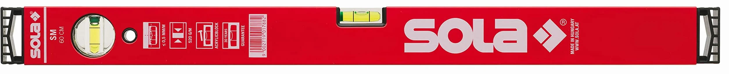 SOLA SM80RED - Nivel de burbuja de perfil tubular SM Red (800 mm)