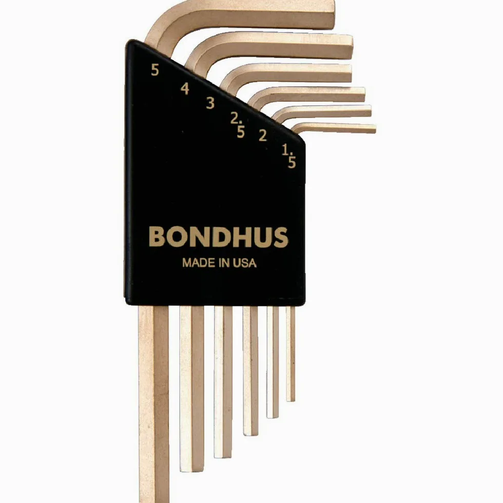 Bondhus 38246 zestaw 6 kluczy sześciokątnych pozłacanych 1,5-5 mm - krótkie