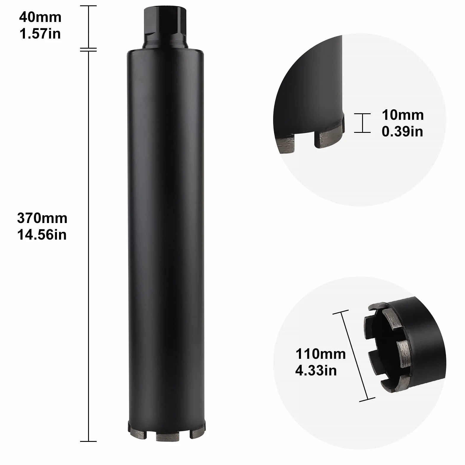 CPROSP 1¼" diamentowa Broca De Corona 110mm, długość geograficzna 420 mm, Diamantina para Perforar en Hormigón, Hormigón Armado, Mampostería y Piedra