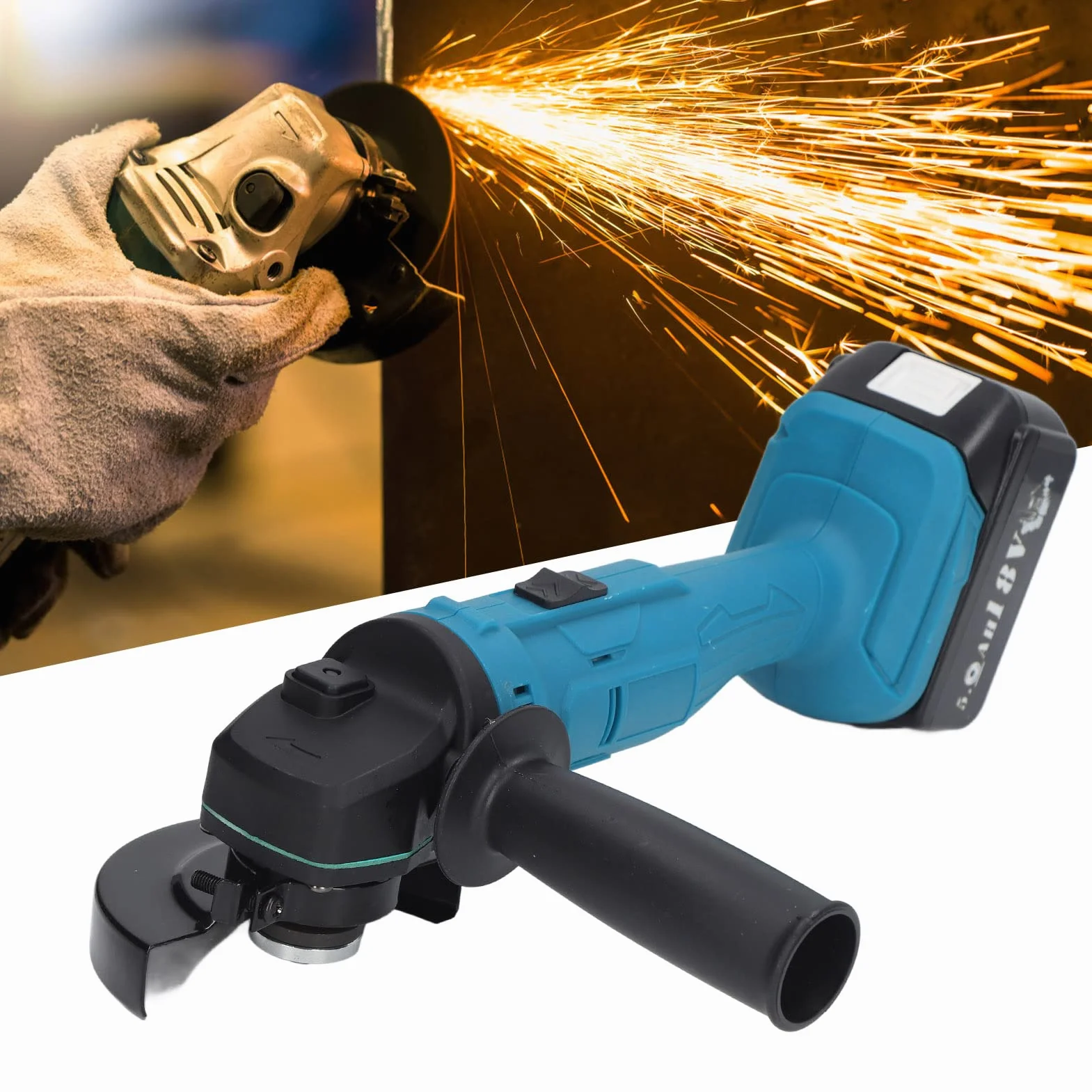 Akumulatorowa Szlifierka Kątowa 18V z Baterią Litową, Elektryczna Polerka do Metalu i Cięcia, Niebieska