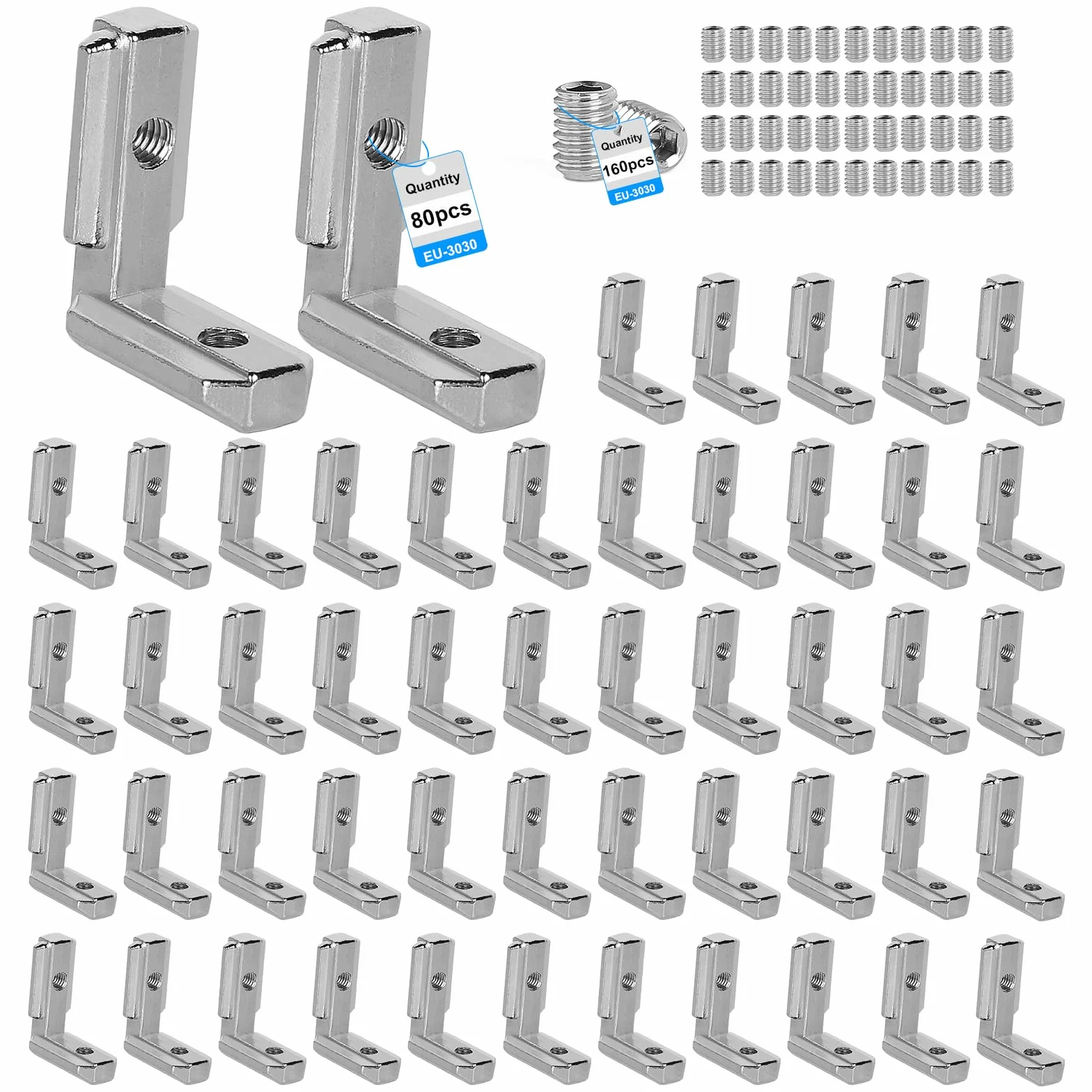 80 Wsporniki kątowe z rowkiem T Złącze kątowe 3030 Złącze kątowe ze stopu aluminium Uchwyt kątowy Standardowy aluminiowy profil europejski z 160 śrubami