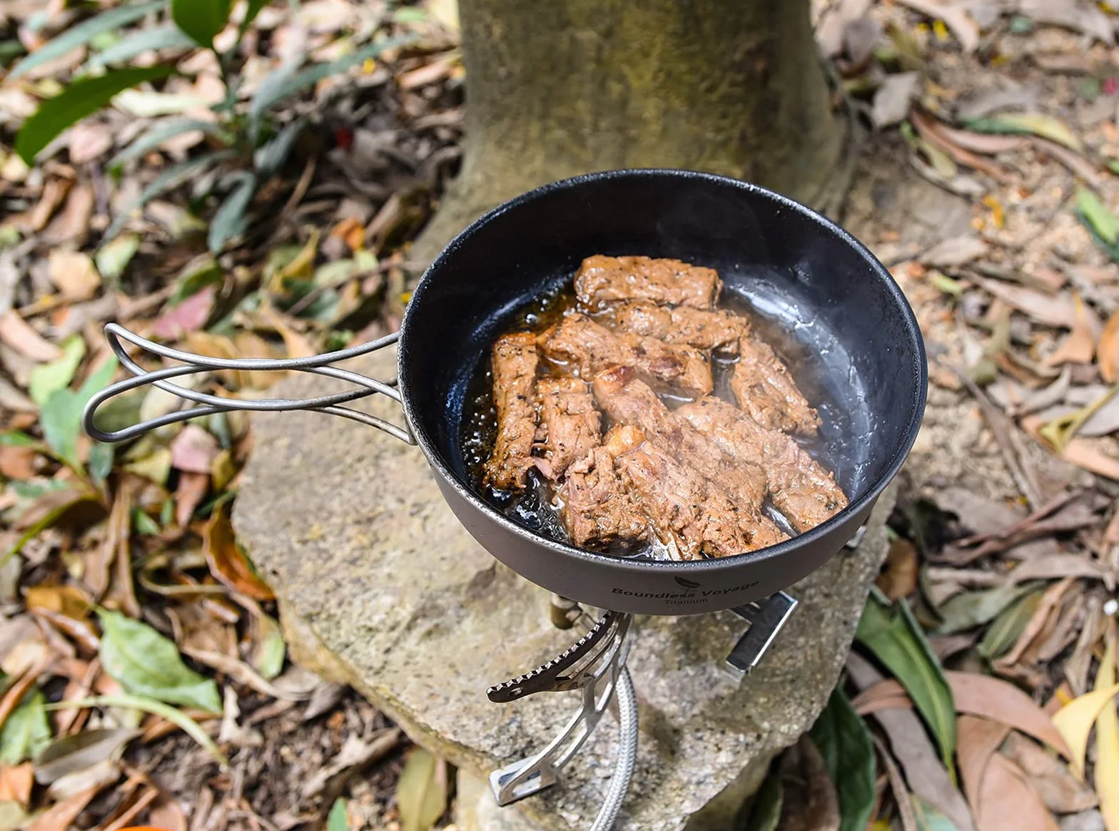 iBasingo 700 ml tytanowa nieprzywierająca patelnia 15 cm patelnia kempingowa lekka patelnia grillowa turystyka mały talerz miska do naczyń na zewnątrz naczynia kuchenne do steków z jajkiem sadzonym ze