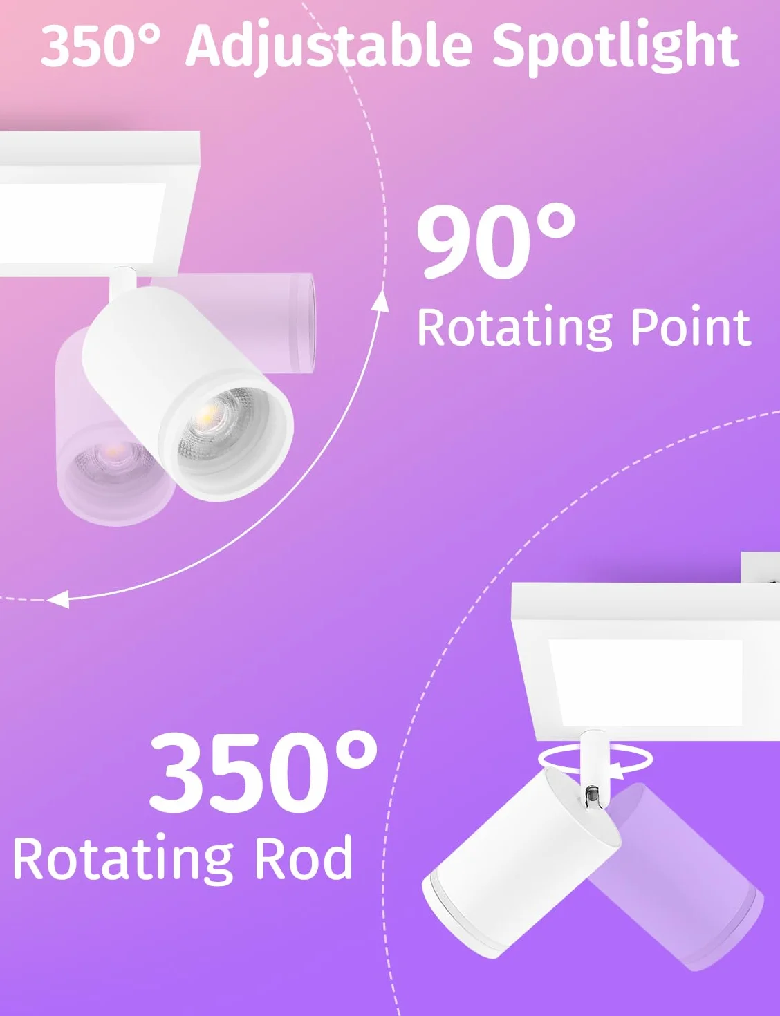 YindaLux Lampa sufitowa LED z 3 ściemnialnymi reflektorami z pilotem zdalnego sterowania, RGB 25 W 2850 lm, obrotowe reflektory sufitowe GU10, biała lampa sufitowa z dolnym blaskiem 10 W, 3 x 5 W