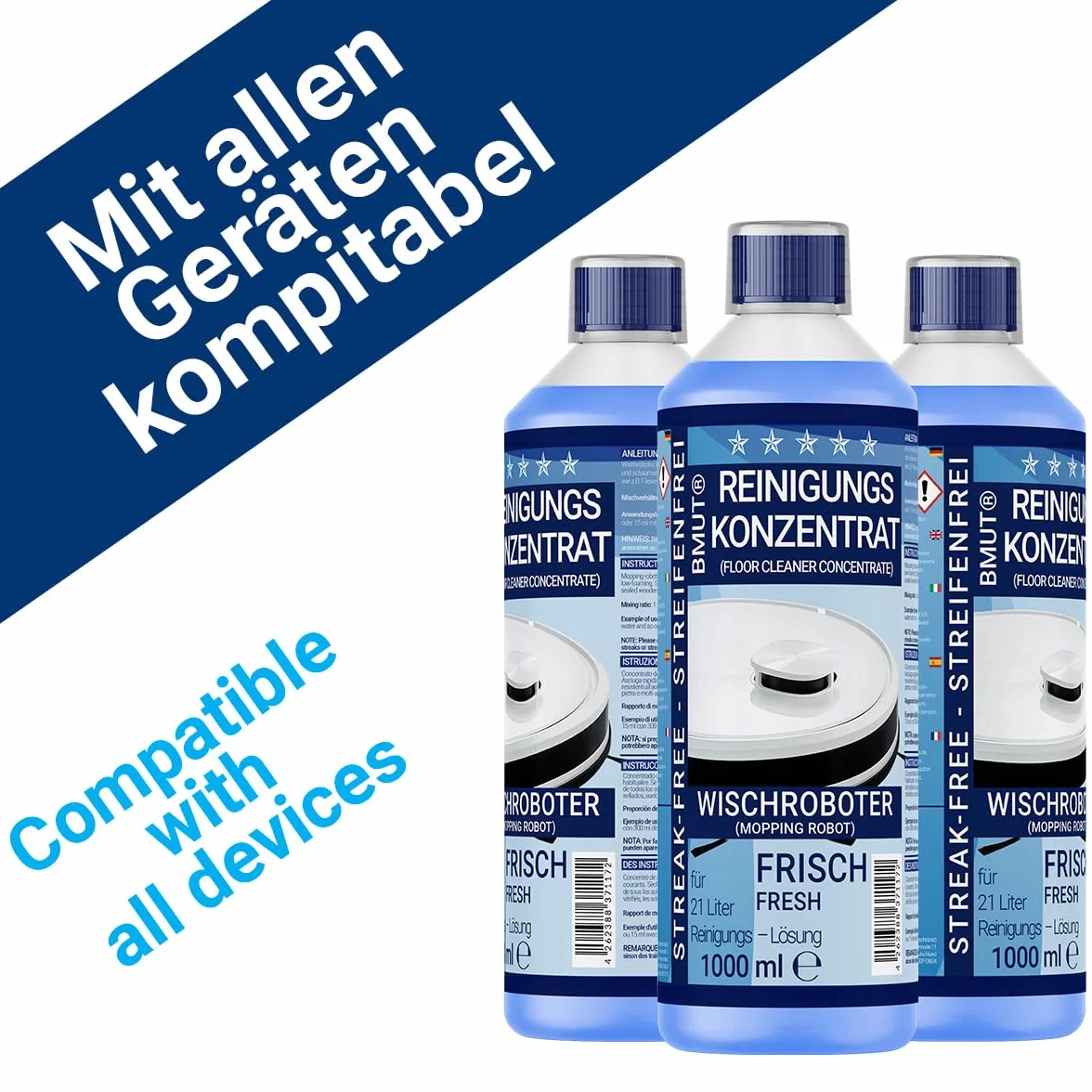 1 x 1000 ml koncentrat do czyszczenia robota myjącego, bardzo świeży zapach, nie pozostawia smug i nie pieni się + kubek dozujący | środek do czyszczenia podłóg i wiele innych.