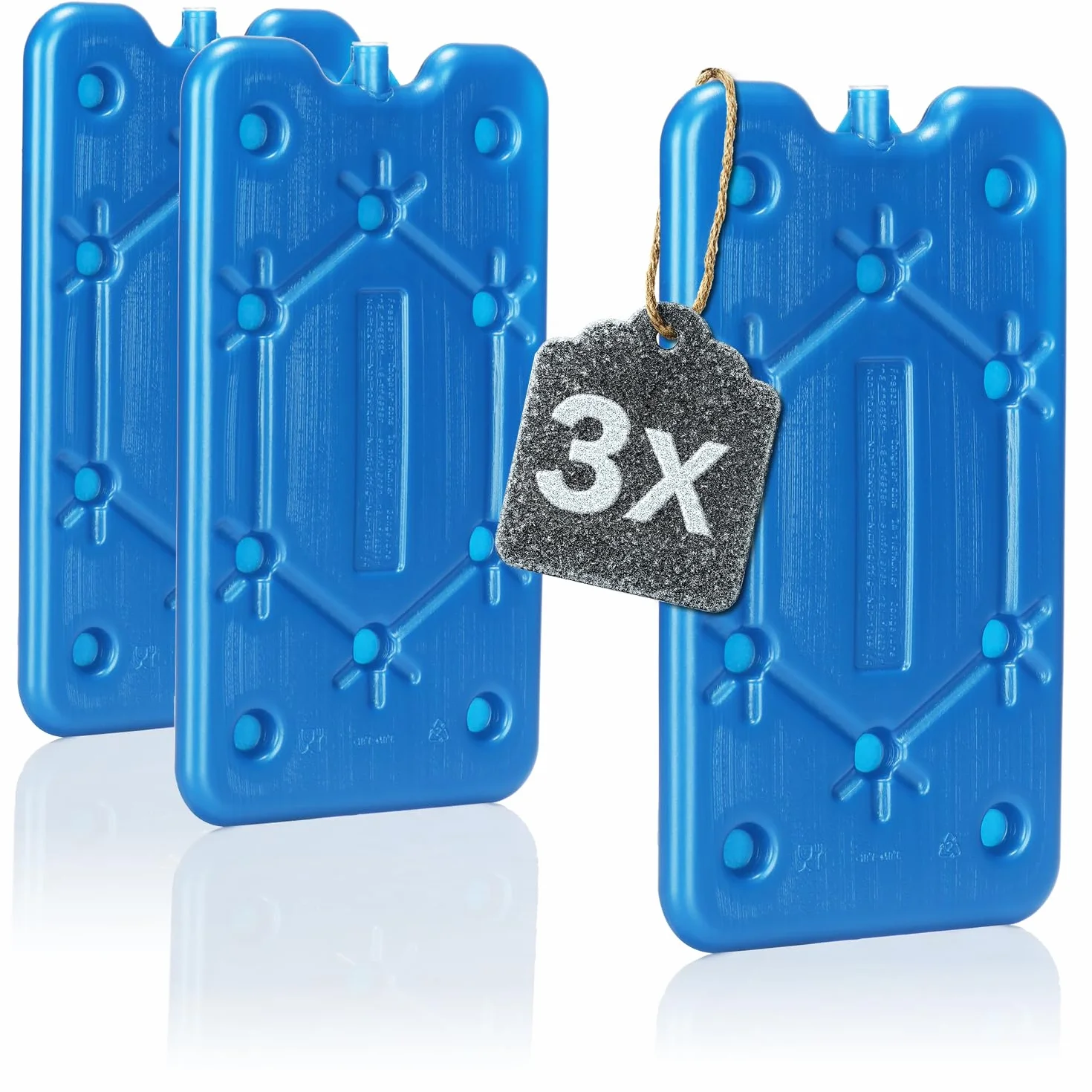 COM-FOUR® Plaski zimny pakiet 3x - zajmujacy malo miejsca i idealny do lodówek i toreb chlodniczych - waskie elementy chlodzace na kemping i na plaze (niebieski - 3 sztuki - M)
