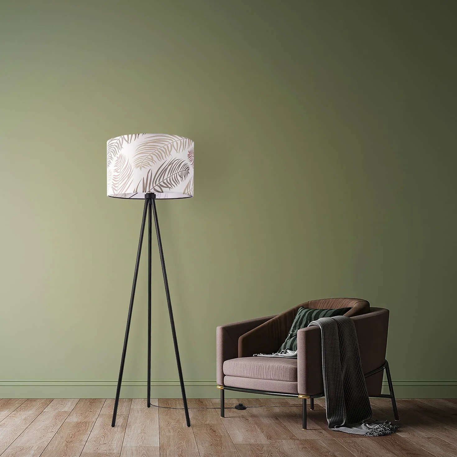 Paco Home Lampa Stoj±ca Do Czytania Salon Dekoracja Biuro Trójnóg Aba¿ur Okr±g³y Tekstylny W Kwiaty D¿unglê E27 Statyw