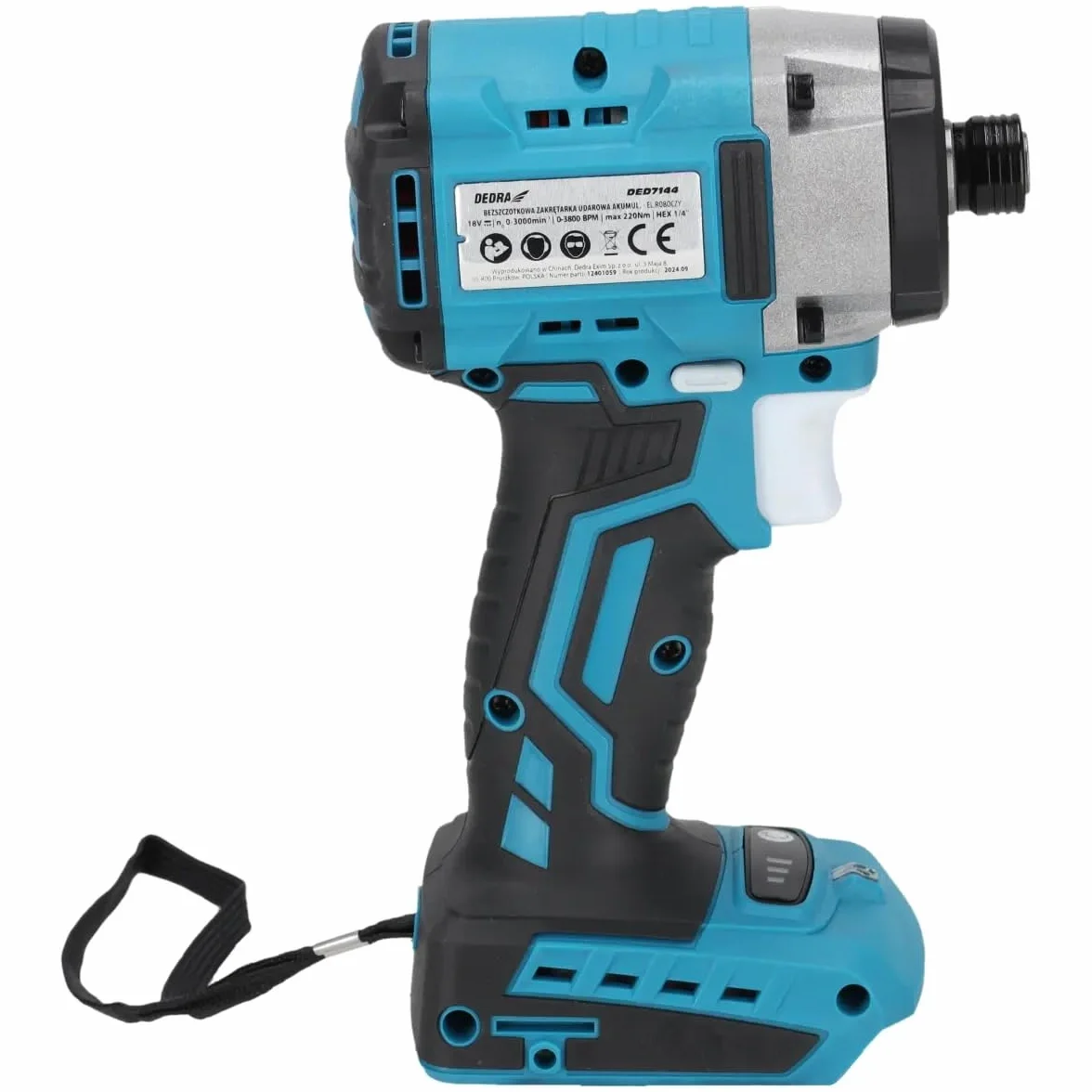 Dedra DED7144 – zakrętarka bezszczotkowa kompaktowa 18 V, moment obrotowy 220 Nm, 3 prędkości obrotowe, uchwyt 1/4" HEX, LED, ergonomiczna rękojeść