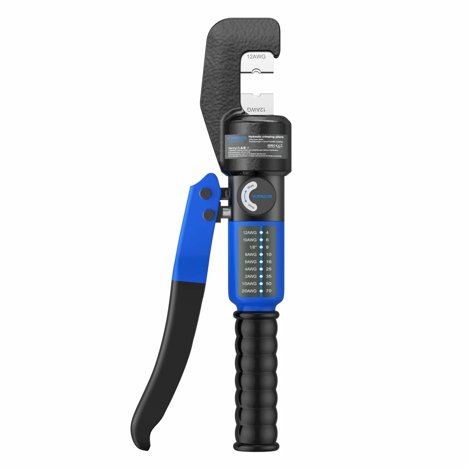 8-tonowy hydrauliczny zestaw narzędzi do zaciskania z 9 matrycami 4-70 mm² (12AWG-2/0AWG) 25,4 cm obcinacz do kabli, do profesjonalnego użytku, odpowiedni do zaciskania kabli elektrycznych w