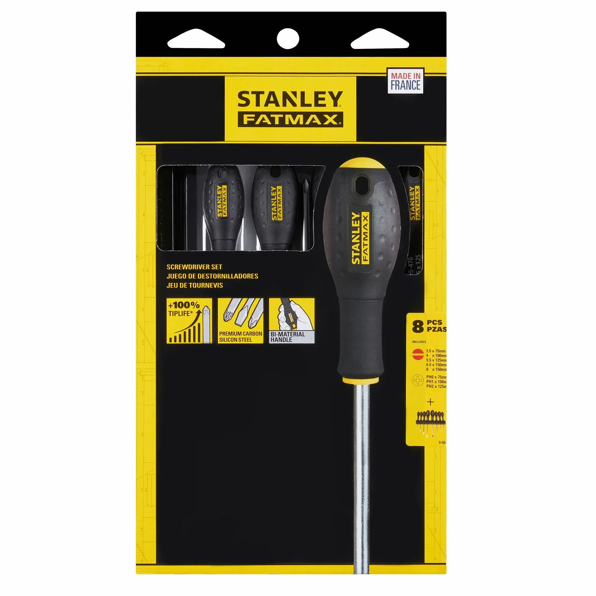 STANLEY FATMAX 8-częściowy zestaw wkrętaków, równoległy/rozkloszowany/krzyżakowy