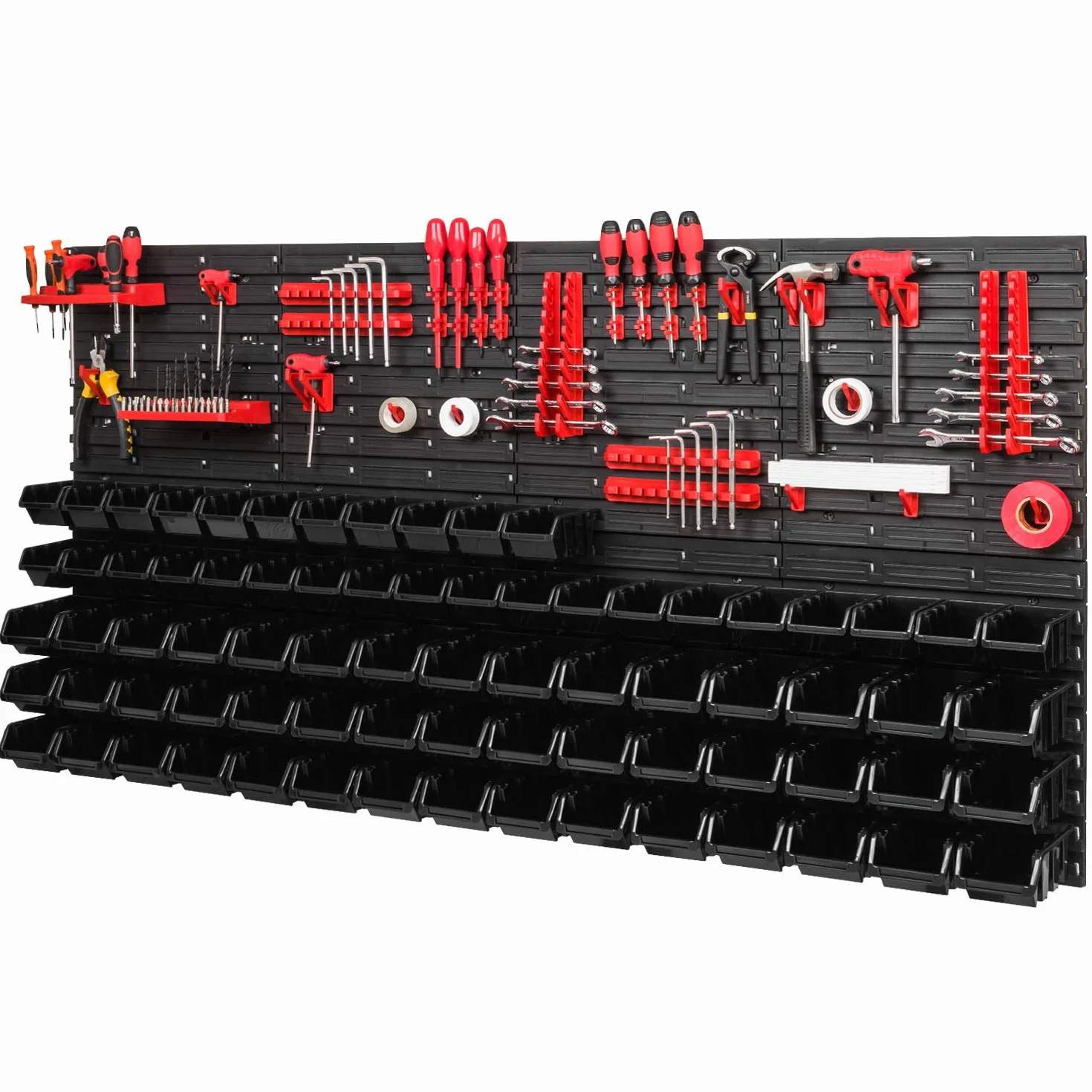 Tablica narzędziowa ścianka warsztatowa - 1544 x 780 mm - Organizer ścienny 75 kuwet 38 uchwytów do garażu warsztatu