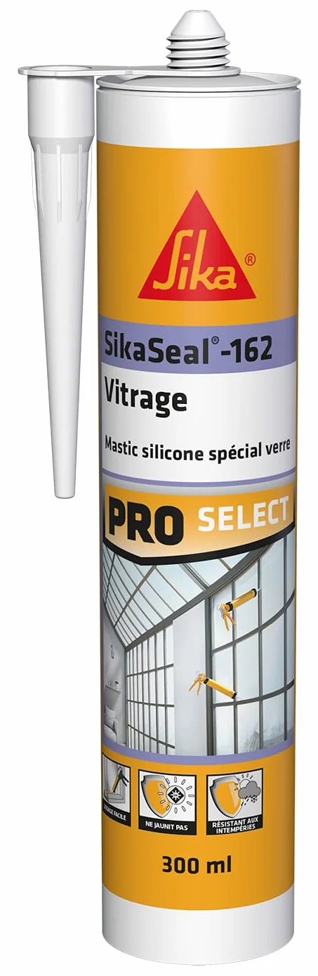 SIKA - SikaSeal-162 szklenie, białe, specjalny uszczelniacz silikonowy spoiny szybowe, werandy, szklarnie i płytki, wewnątrz i na zewnątrz, 300ml