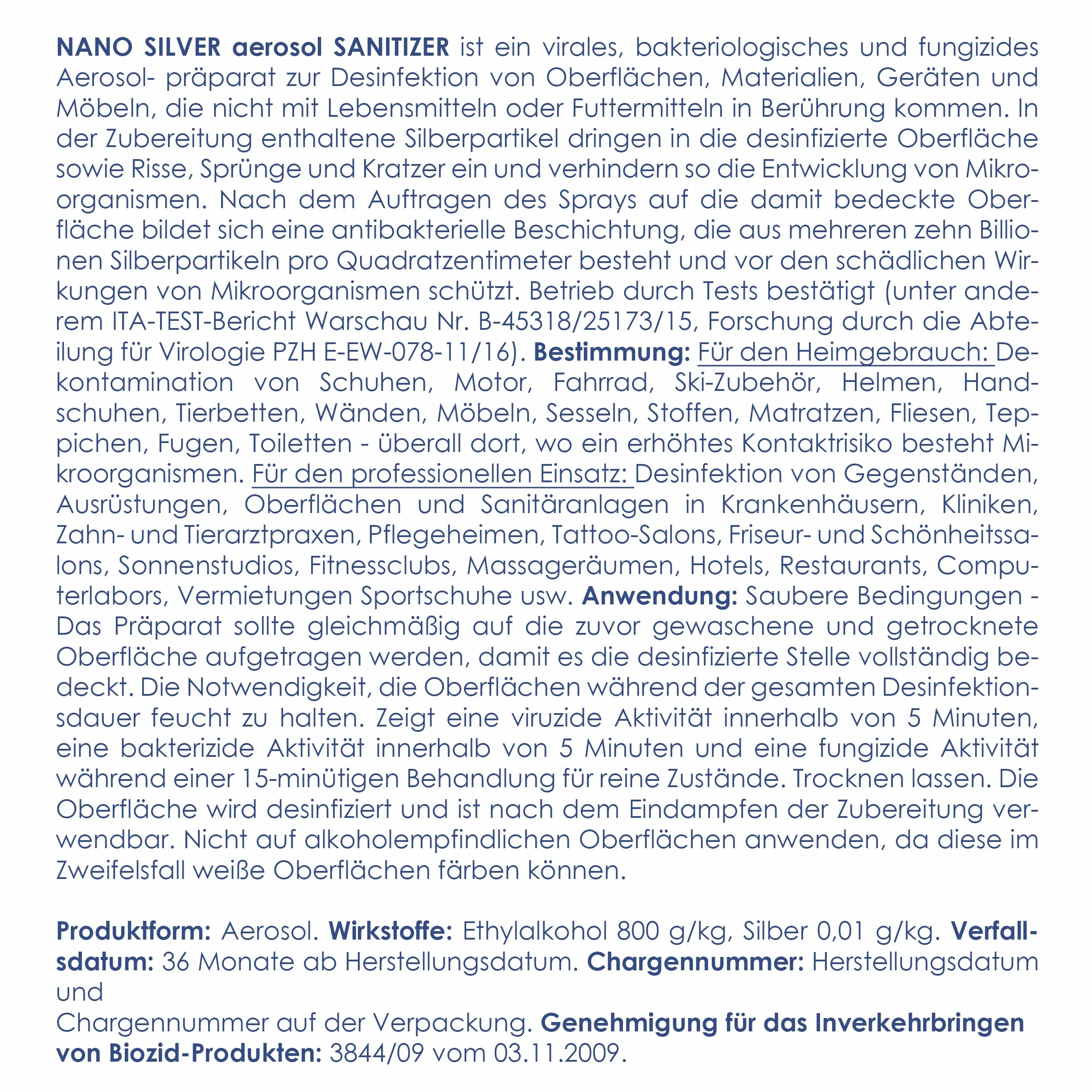 Nano Silver Spray Dezynfekujący 80% Alkoholu, 100 Bilionów Aktywnych Nanocząsteczek Srebra w 1 ml, Antybakteryjny, Przeciwwirusowy, Przeciwgrzybiczy, Tworzy Warstwę Ochronną, Butelka 125 ml