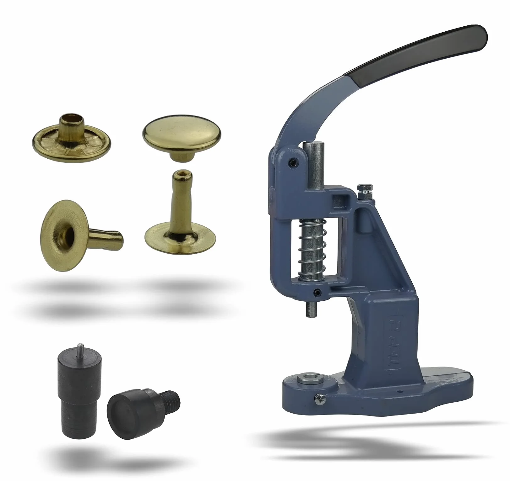 Ista Tools Prasa do nitów, prasa do oczek, + nity drążone, nity, pojedyncza główka 6 mm, 7 mm, 9 mm, 12 mm stal (1, zestaw prasy + nity drążone 9 x 7 mm, żółta)