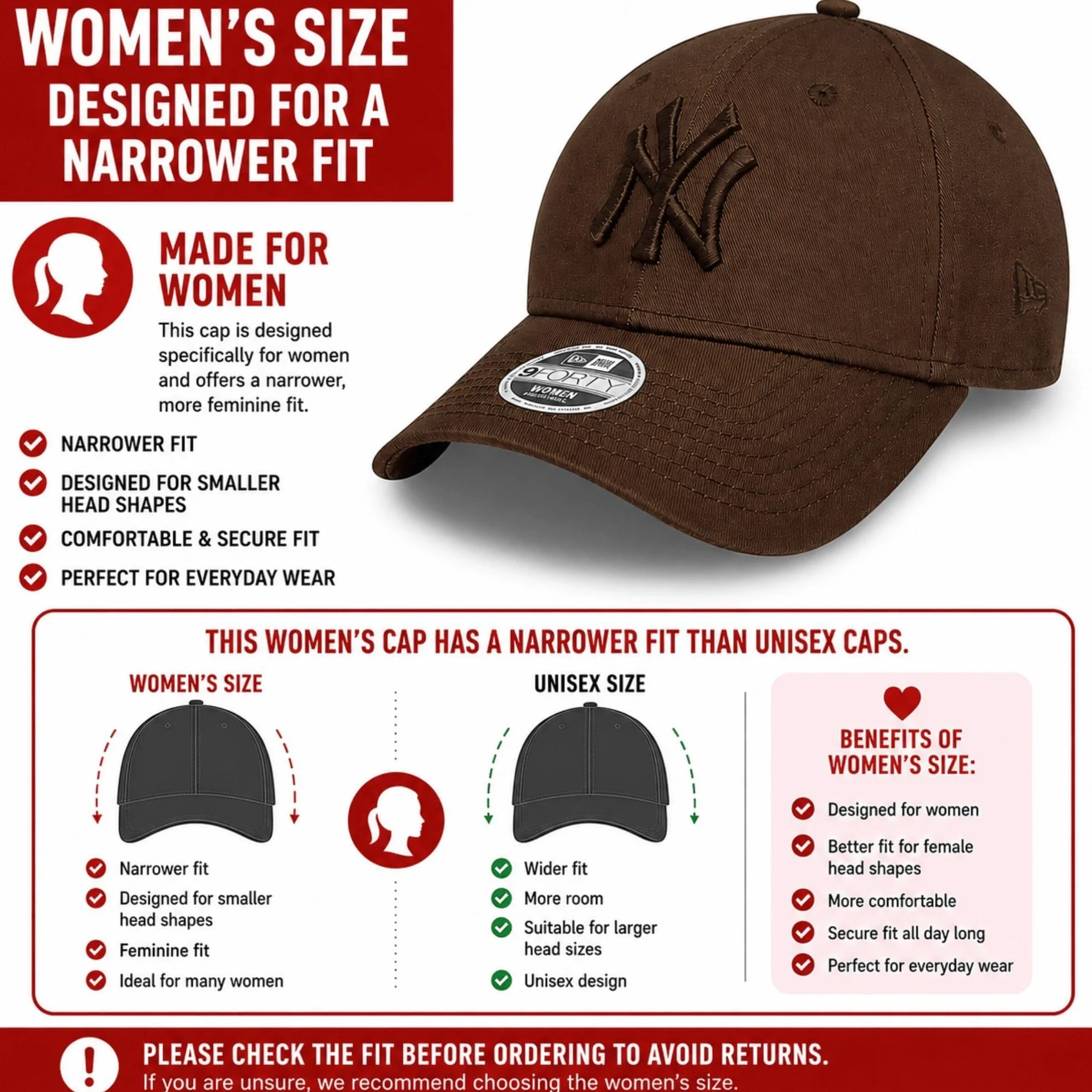 New Era New York Yankees MLB League Essential Tonal Walnut 9Forty regulowana czapka damska