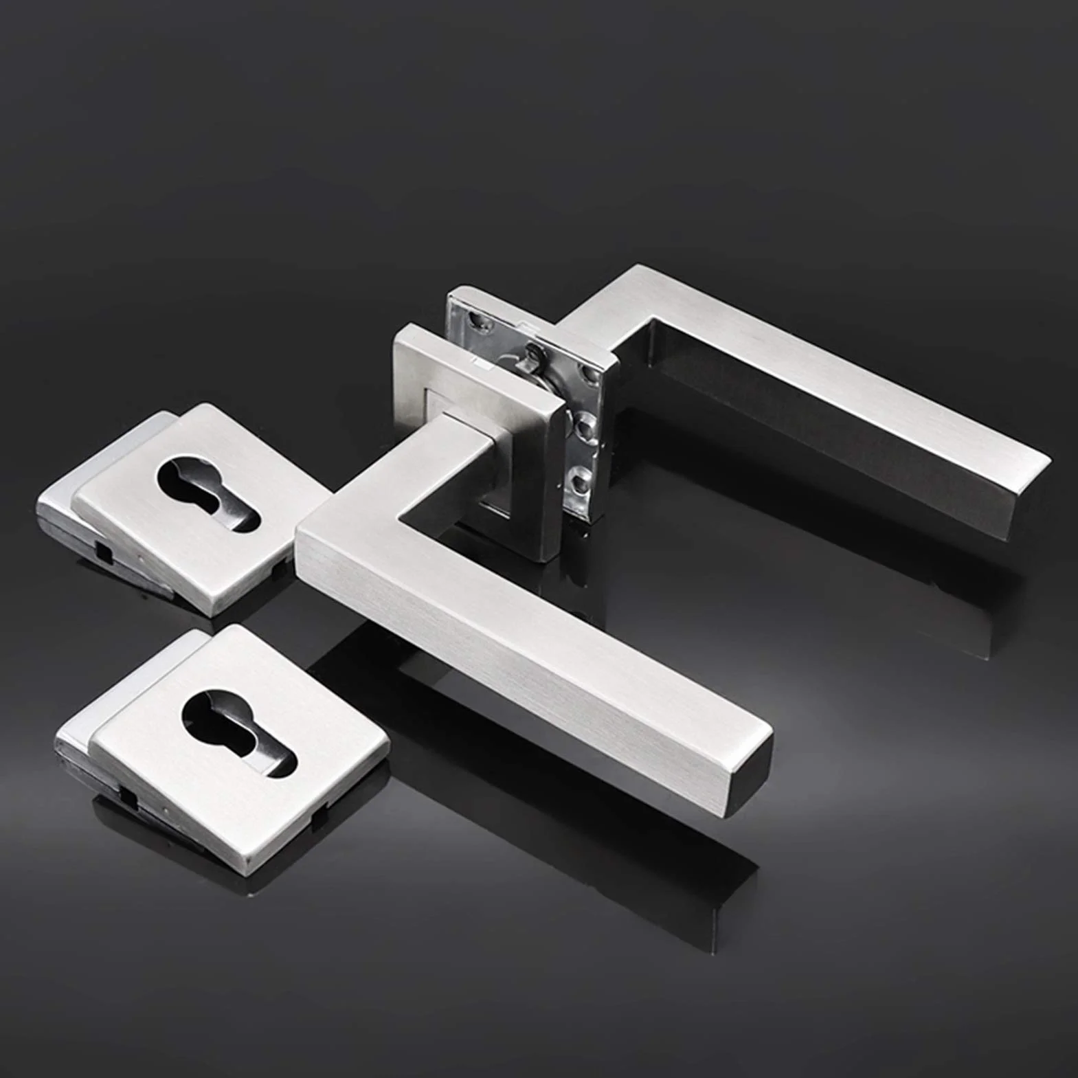 Klamka Ze Stali Nierdzewnej 304 Z Kwadratową Rurką, Wewnętrzne Wejście Do Sypialni, Łazienka, Zewnętrzne Klamki Do Drzwi(BLACK HANDLE)